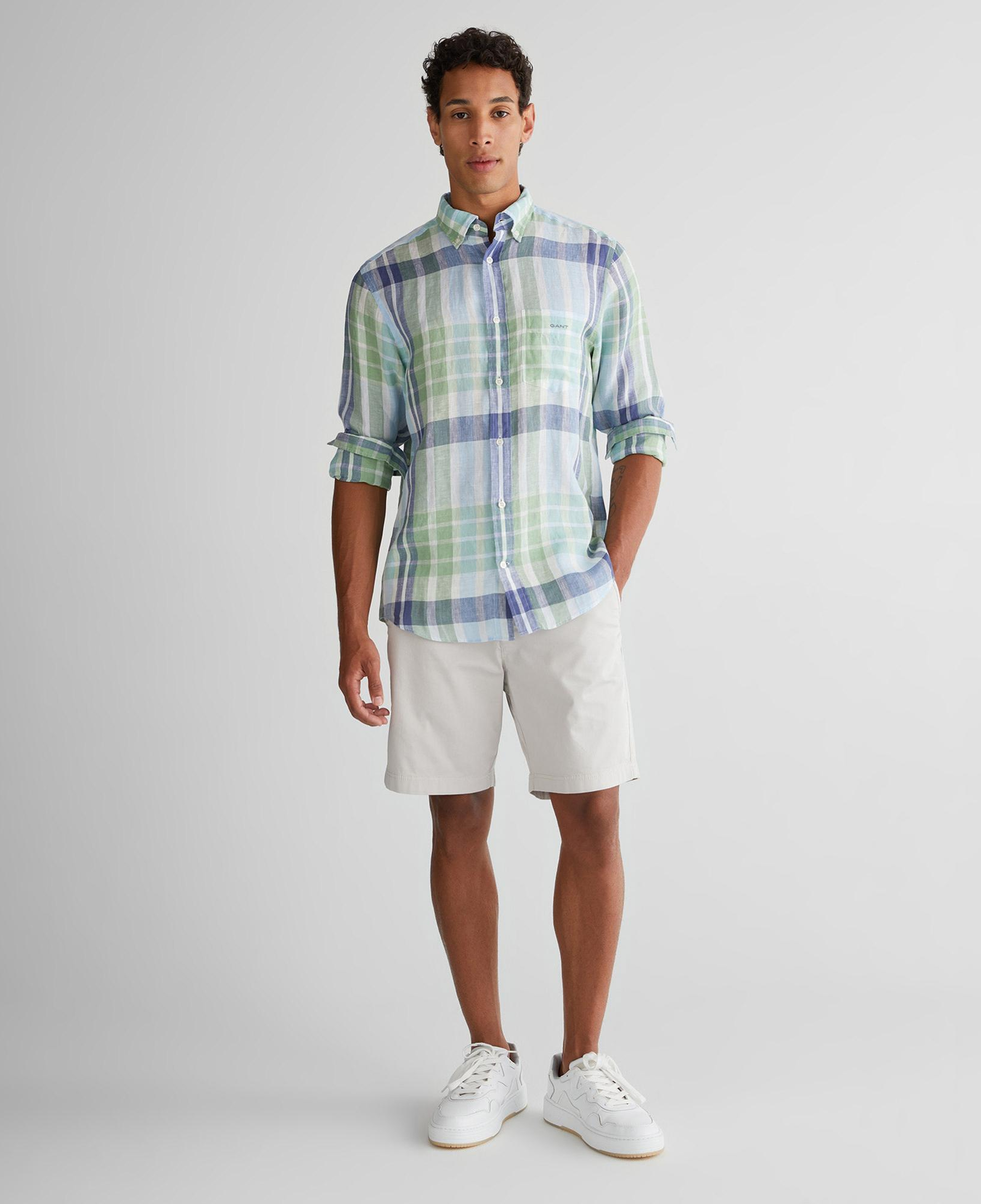 GANT Erkek Yeşil Regular Fit Düğmeli Yaka Kareli Gömlek