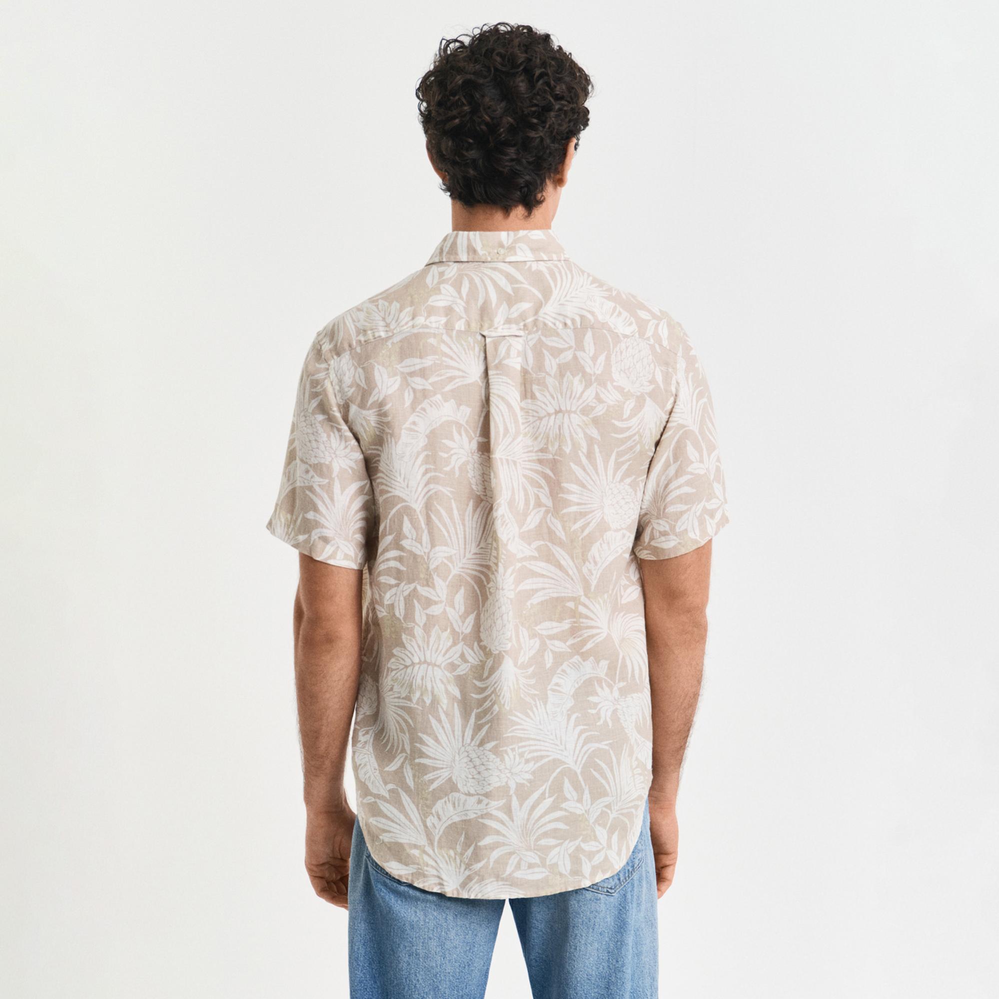 GANT Erkek Bej Regular Fit Düğmeli Yaka Desenli Gömlek