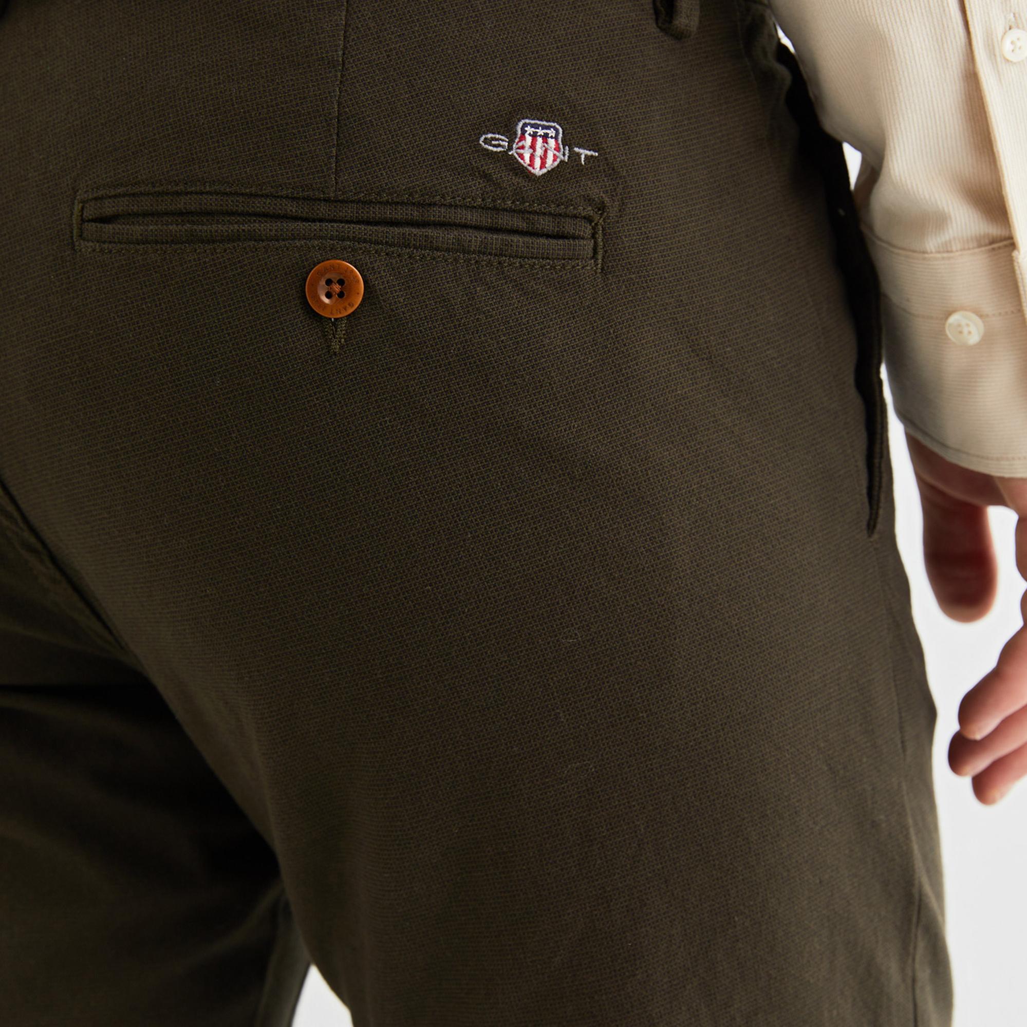 GANT Erkek Yeşil Regular Fit Ekose Pantolon