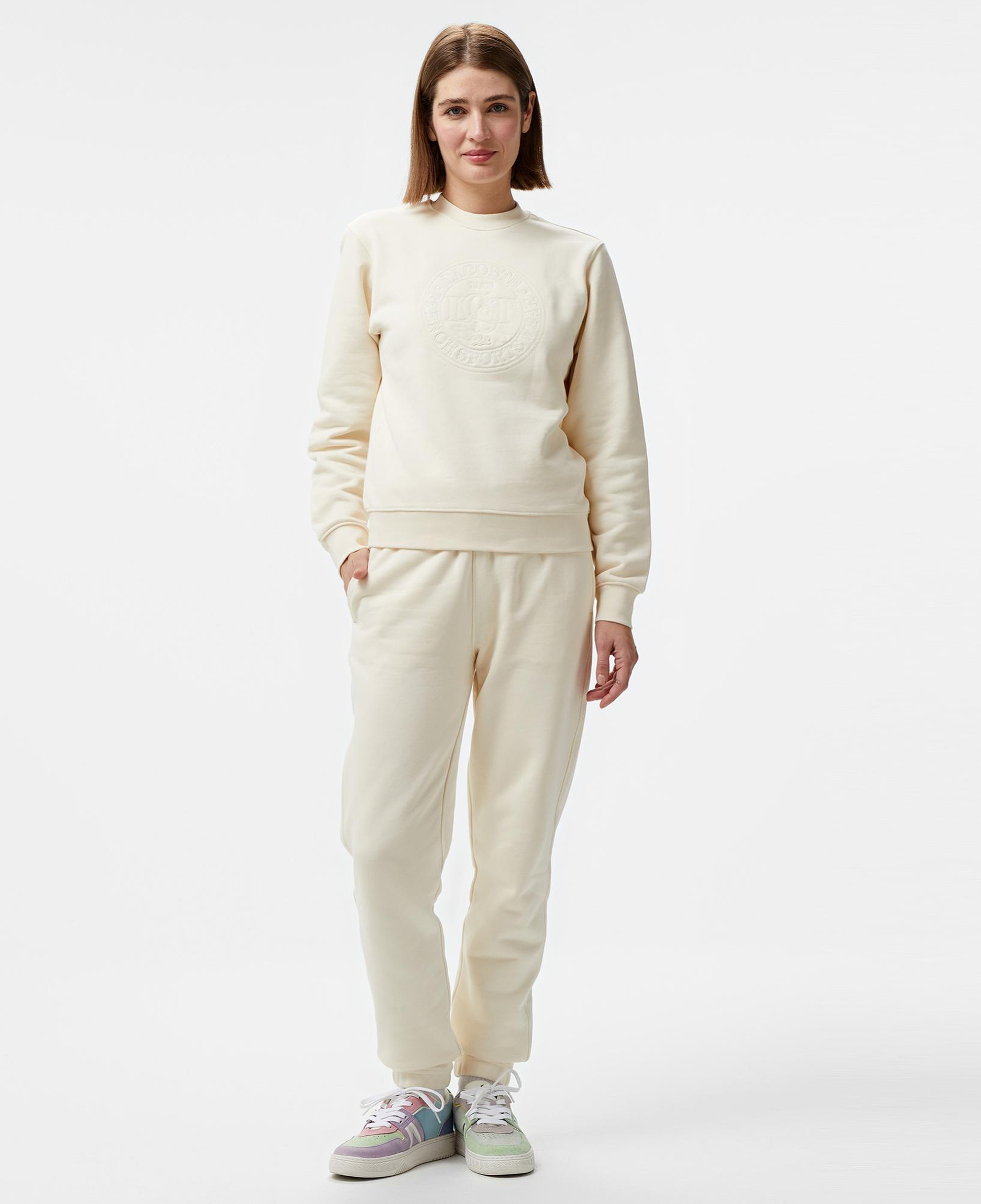 Kadın Relaxed Fit Bisiklet Yaka Bej Sweatshirt