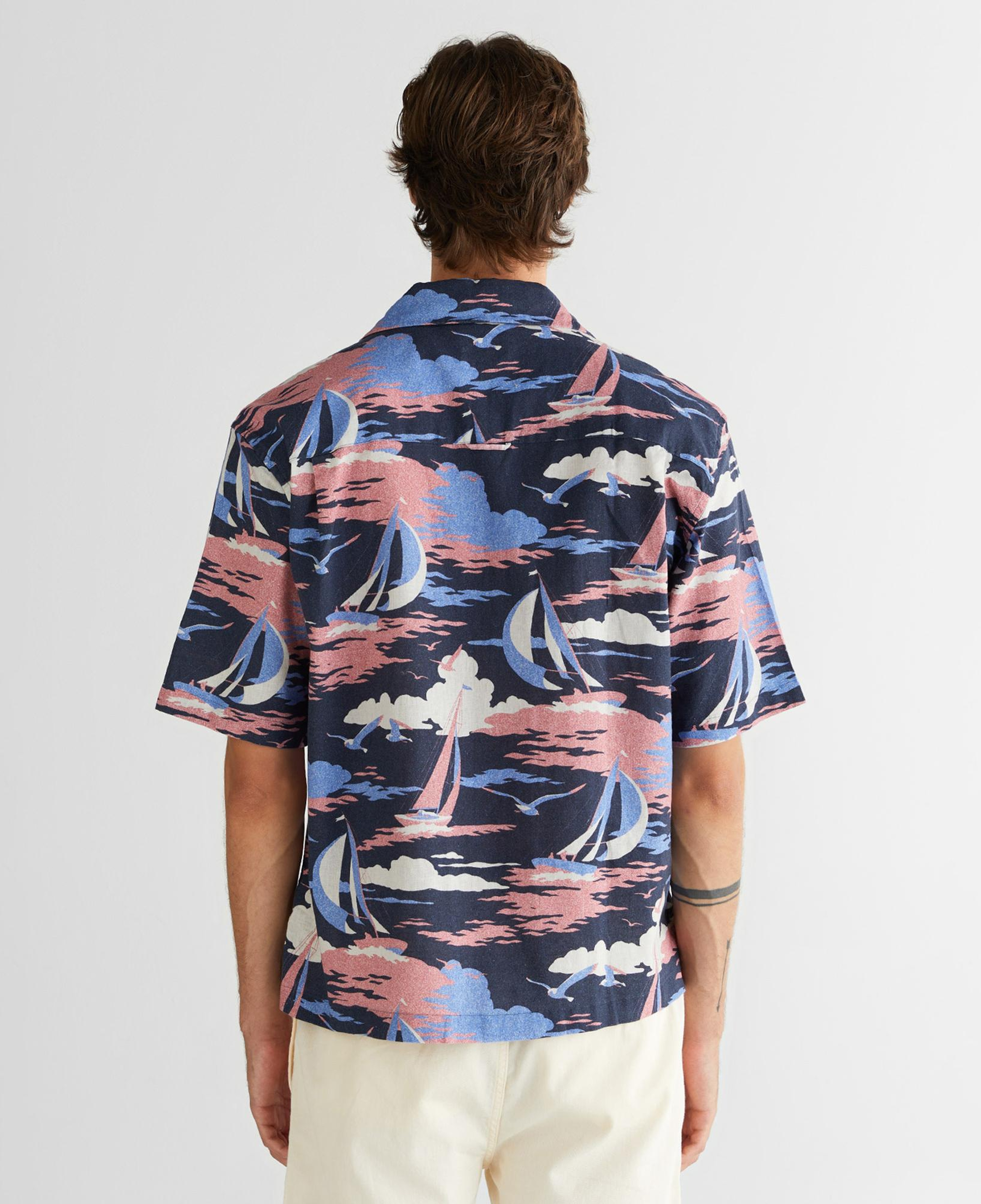 GANT Erkek Lacivert Relaxed Fit Klasik Yaka Desenli Gömlek