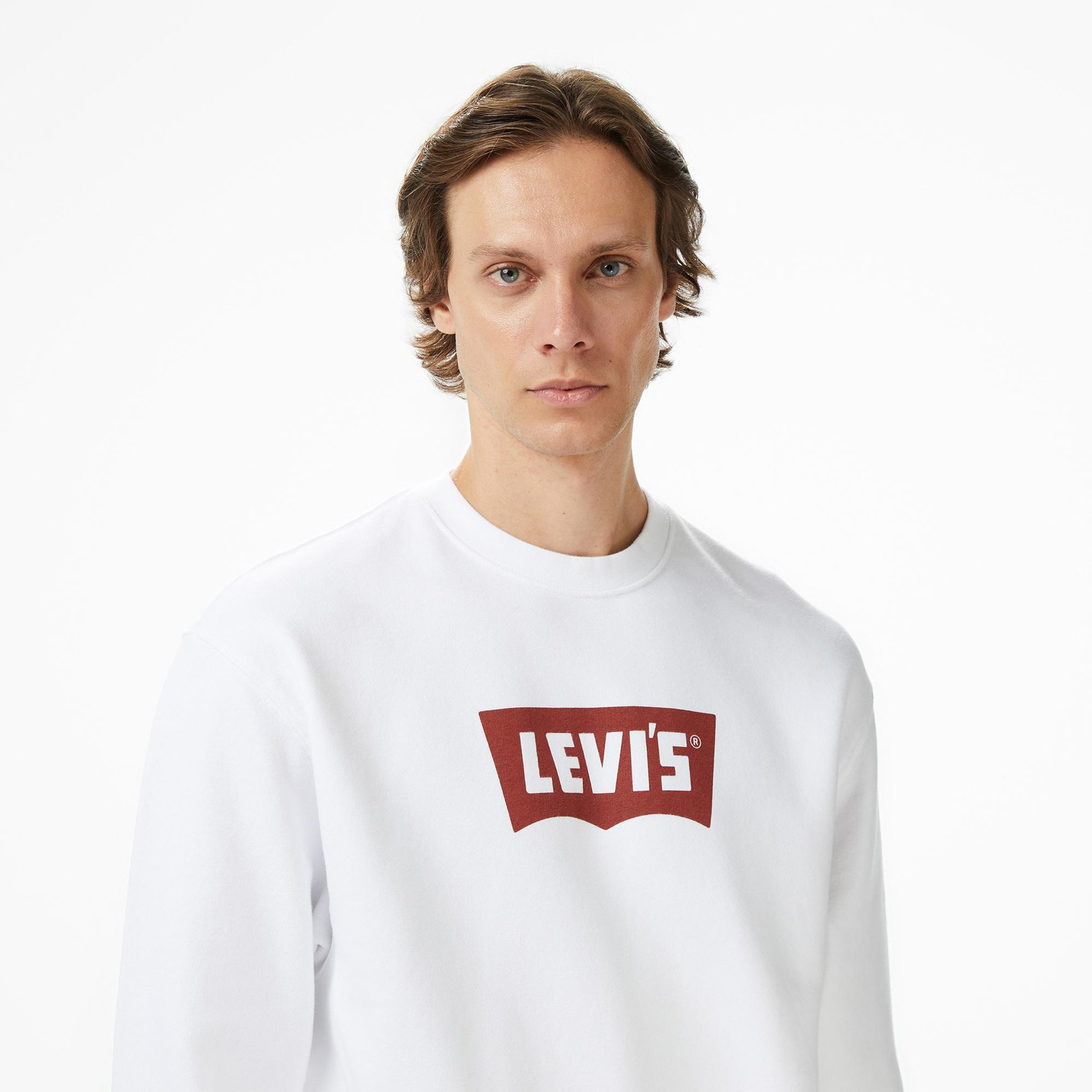 Levi's Premium Graphic Crew Erkek Beyaz Sweatshirt