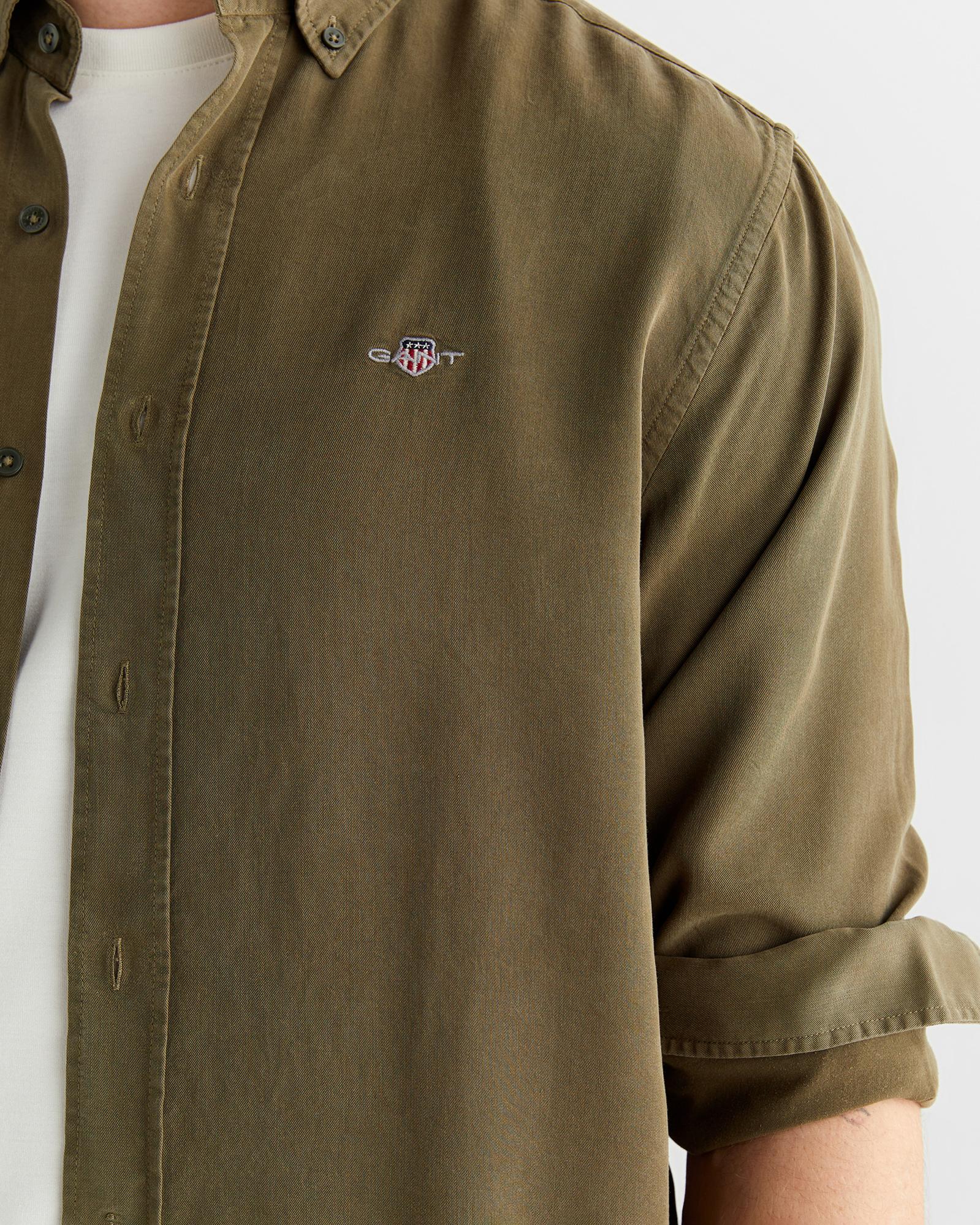 GANT Erkek Yeşil Regular Fit Düğmeli Yaka Gömlek