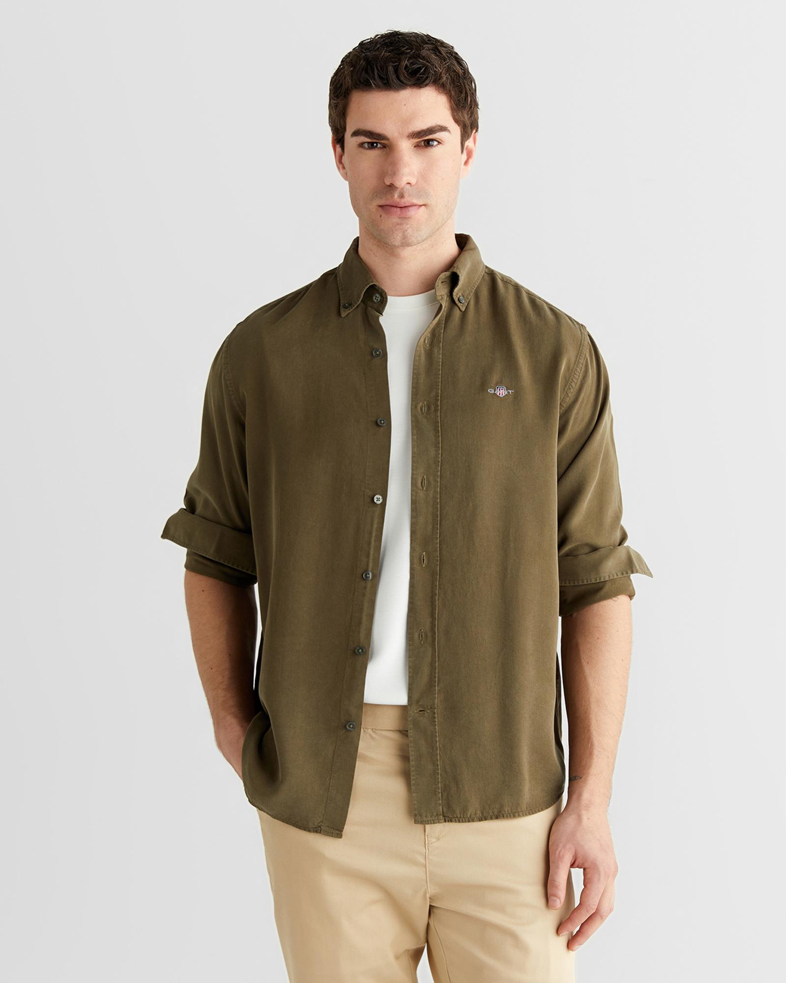 GANT Erkek Yeşil Regular Fit Düğmeli Yaka Gömlek