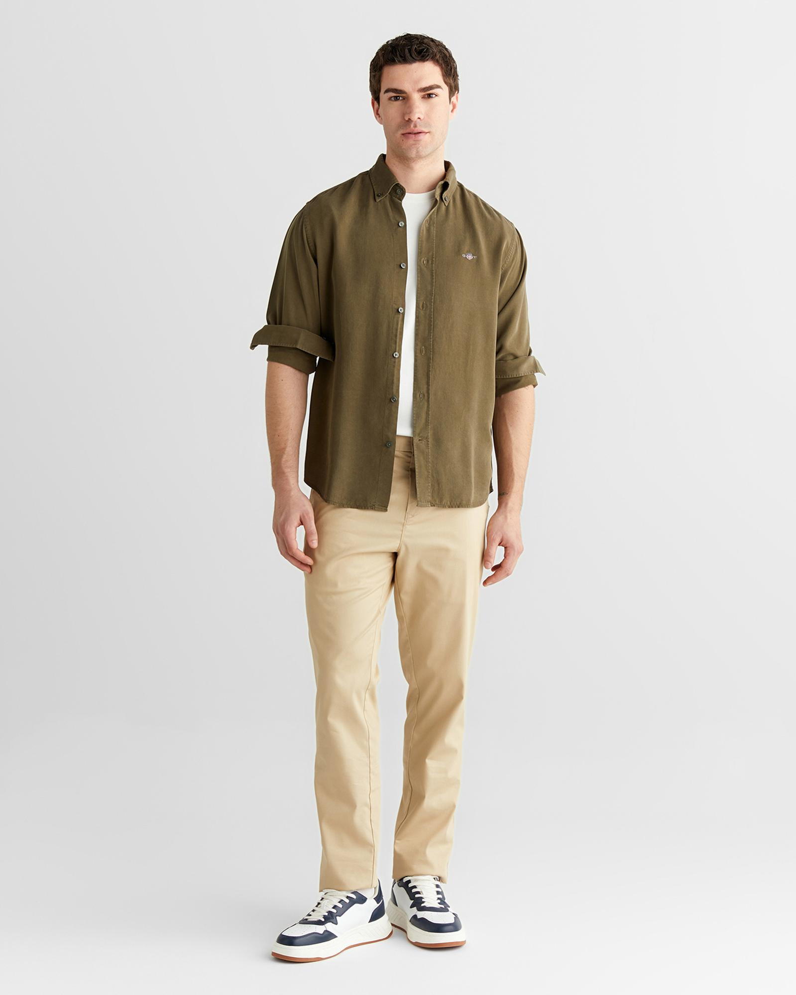 GANT Erkek Yeşil Regular Fit Düğmeli Yaka Gömlek