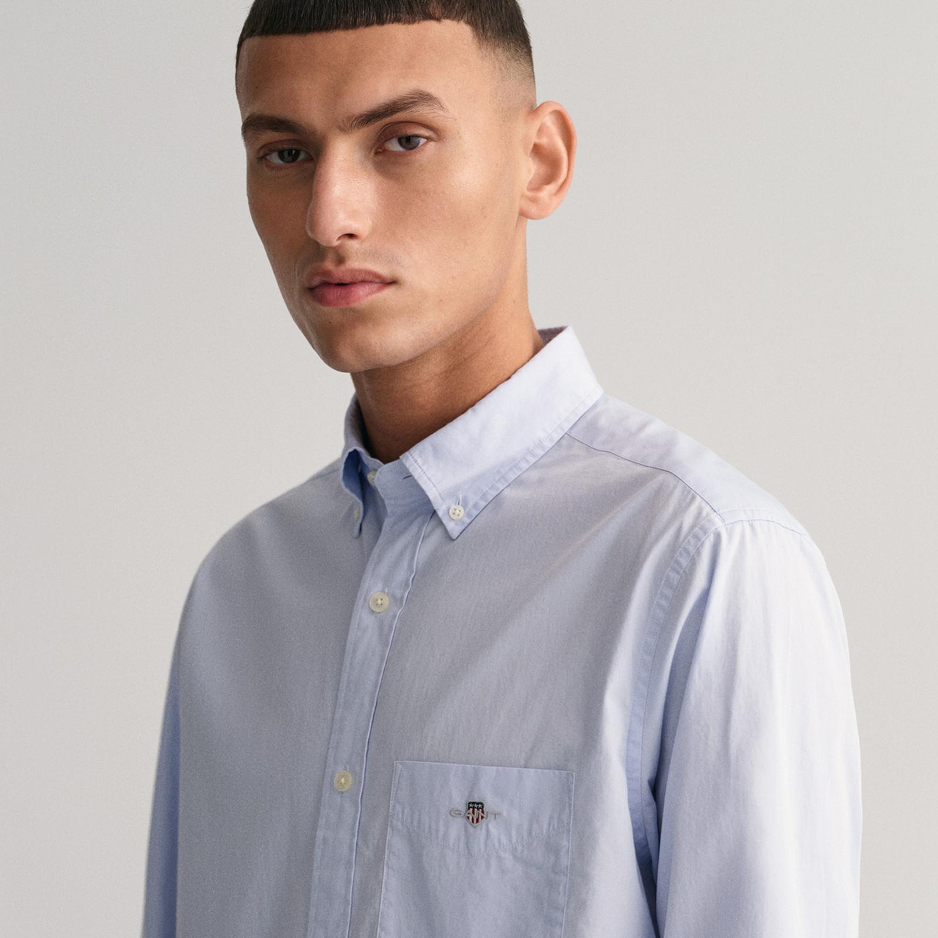 GANT Erkek Mavi Regular Fit Logolu Gömlek