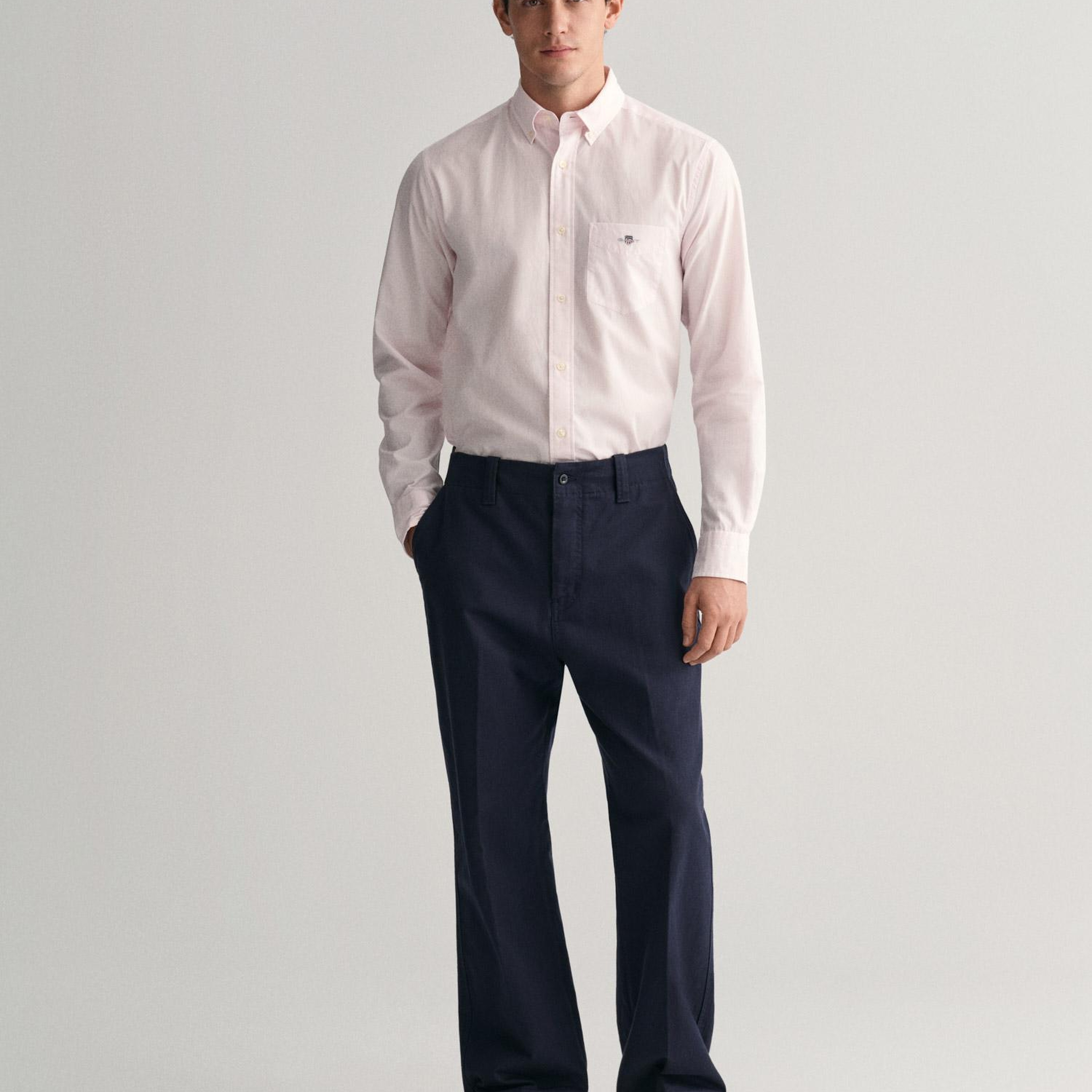 GANT Erkek Pembe Regular Fit Çizgili Düğmeli Yaka Gömlek