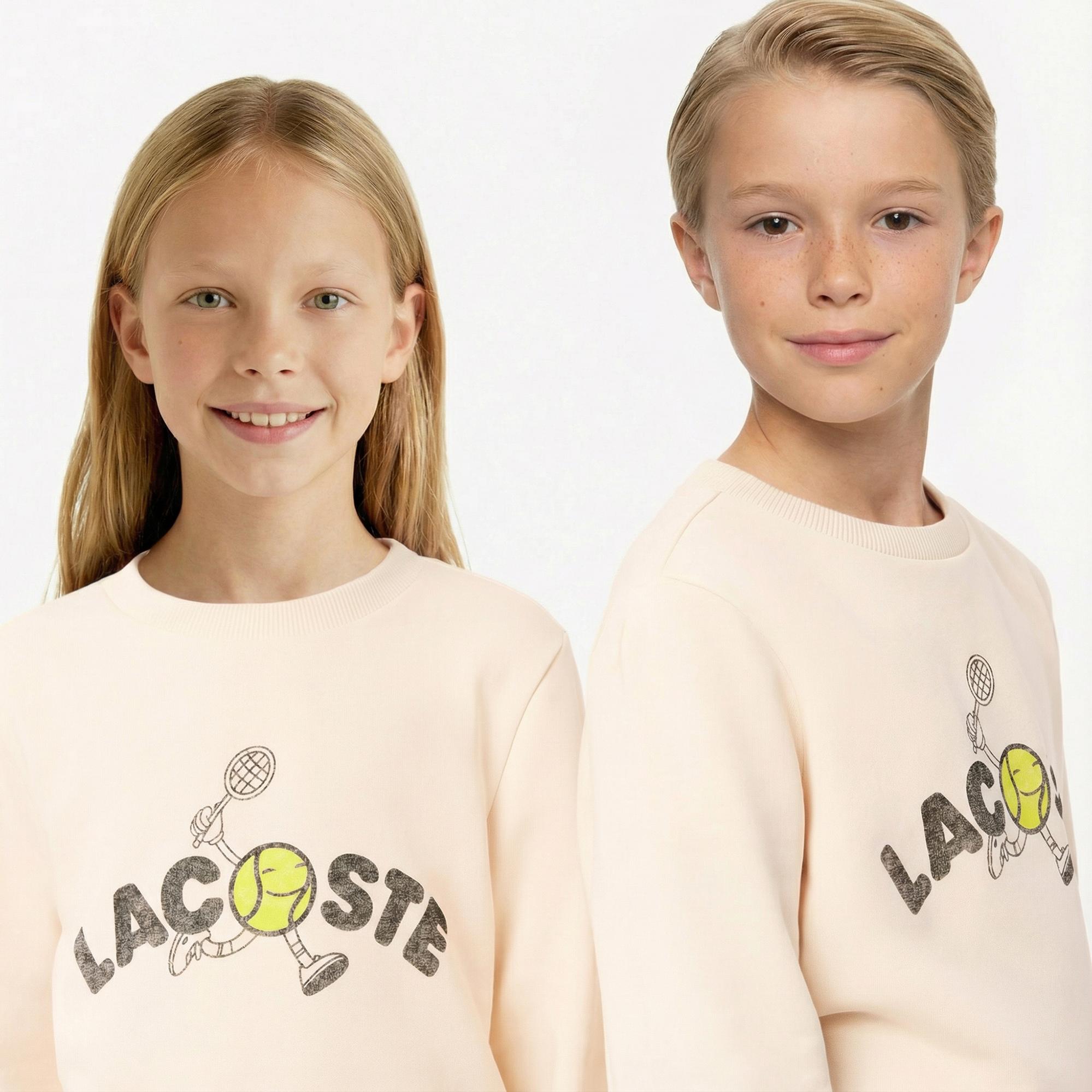 Lacoste Çocuk Baskılı Bej Sweatshirt