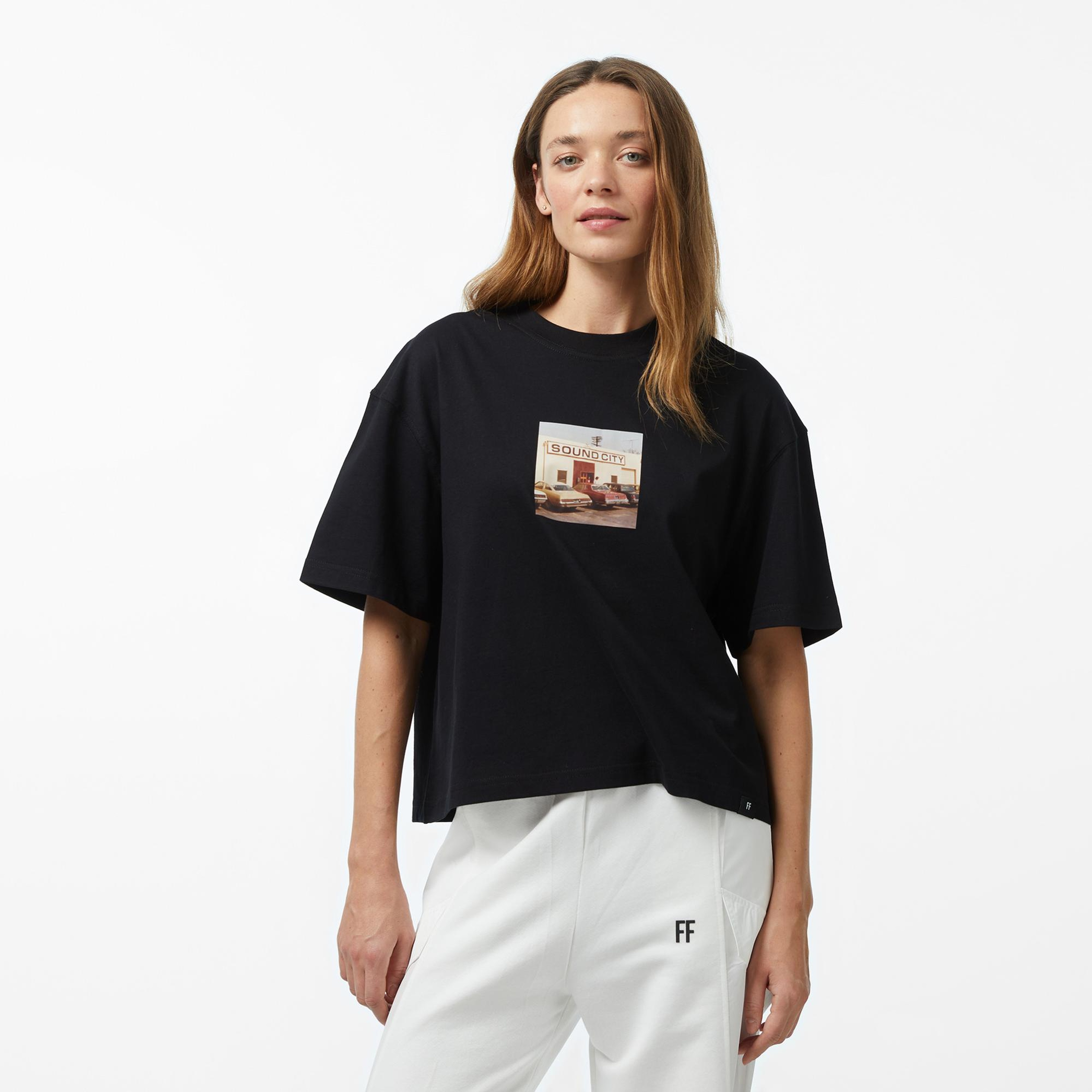 Forfun Sound City - Oversize Kadın Siyah T-Shirt