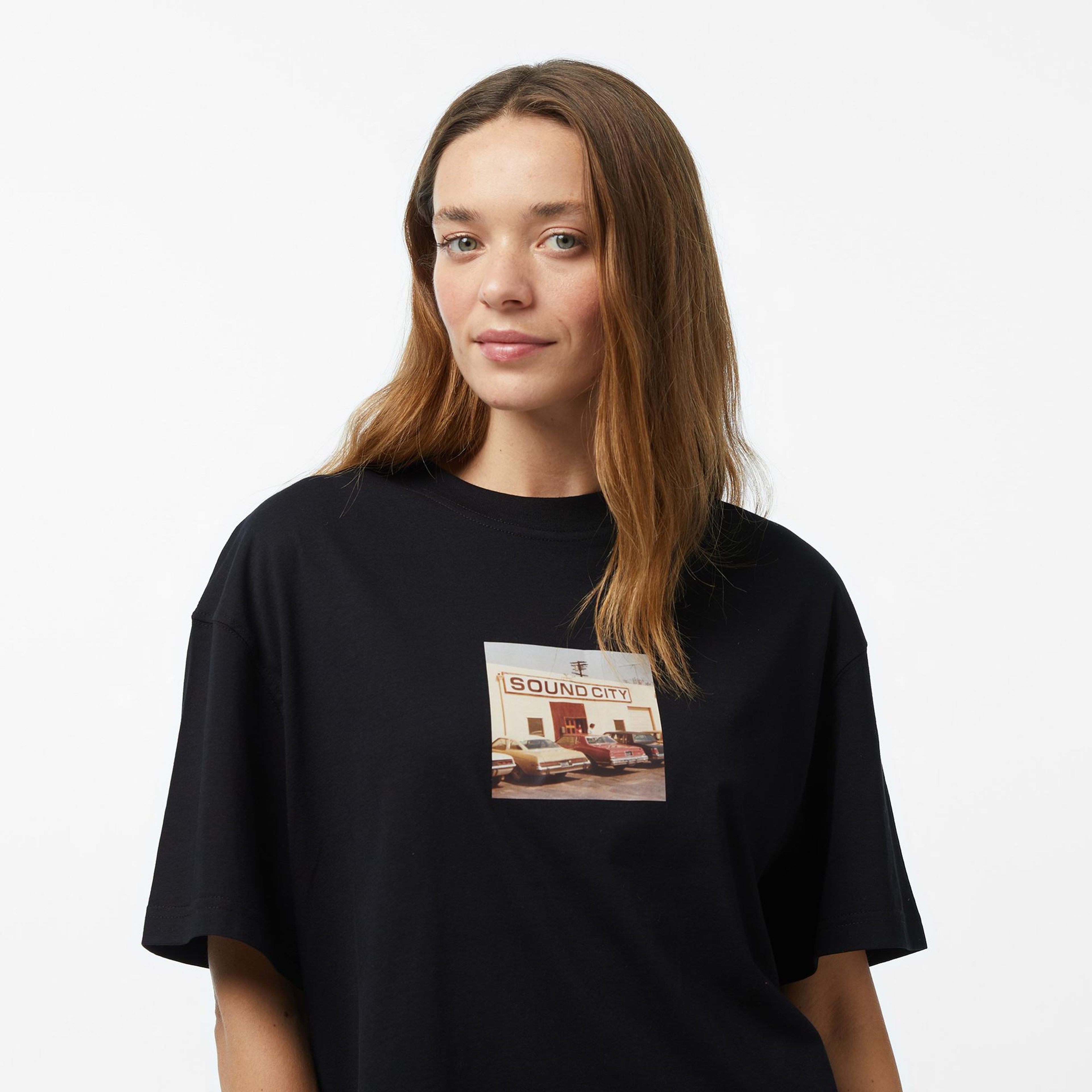 Forfun Sound City - Oversize Kadın Siyah T-Shirt