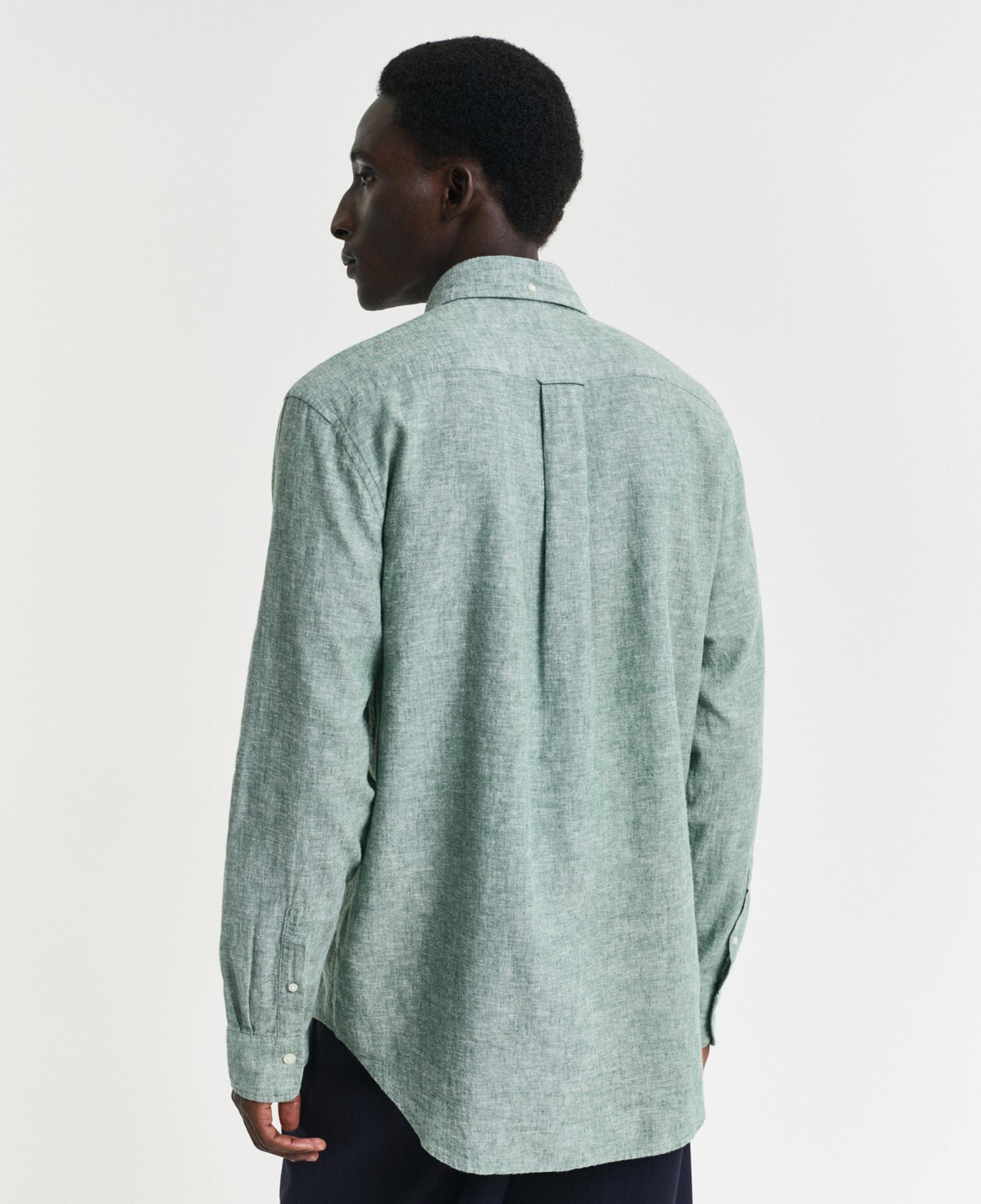 GANT Erkek Yeşil Regular Fit Düğmeli Yaka Keten Gömlek
