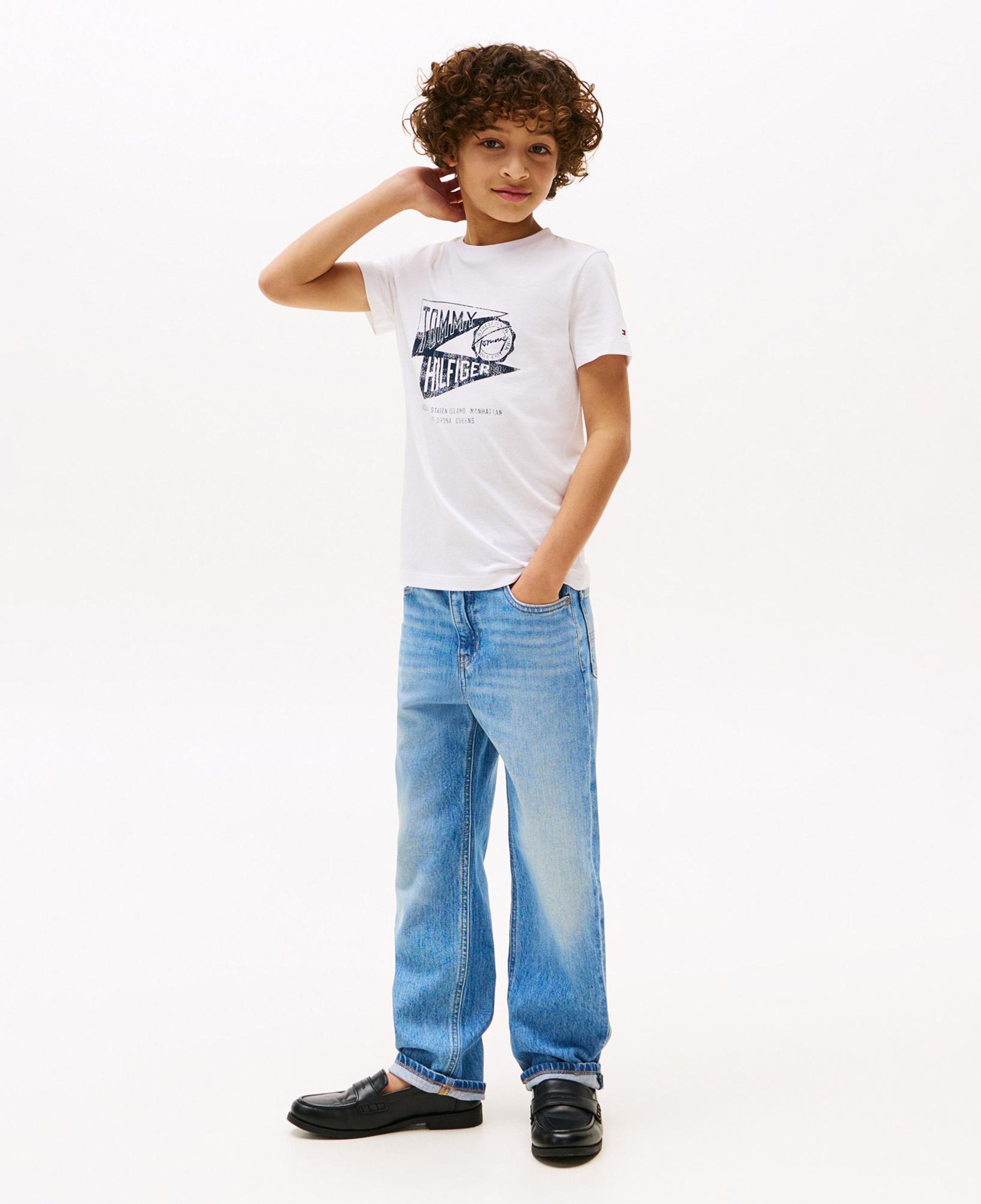 Tommy Hilfiger Textured Graphic Çocuk Beyaz T-Shirt