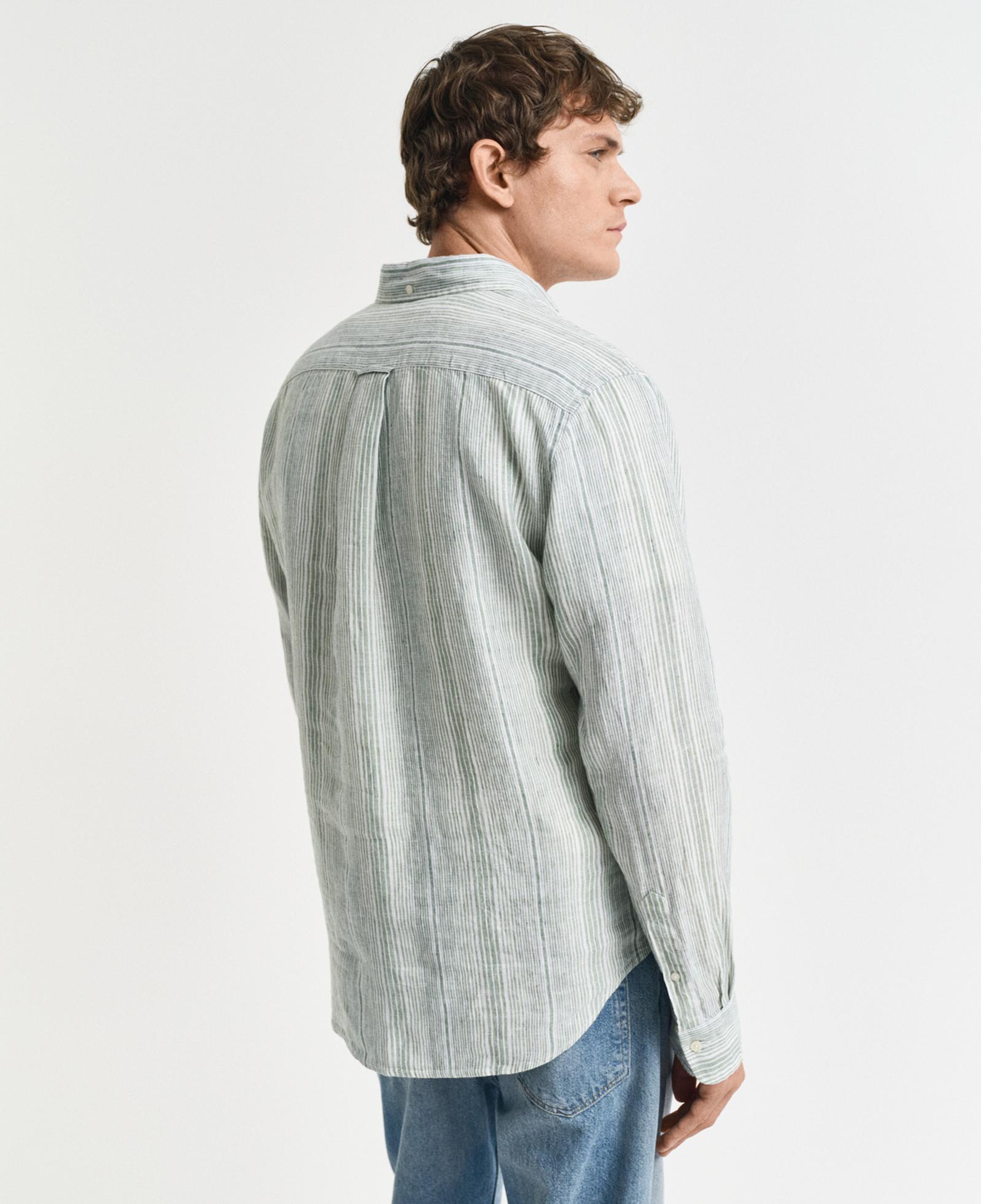 GANT Erkek Yeşil Regular Fit Düğmeli Yaka Çizgili Gömlek