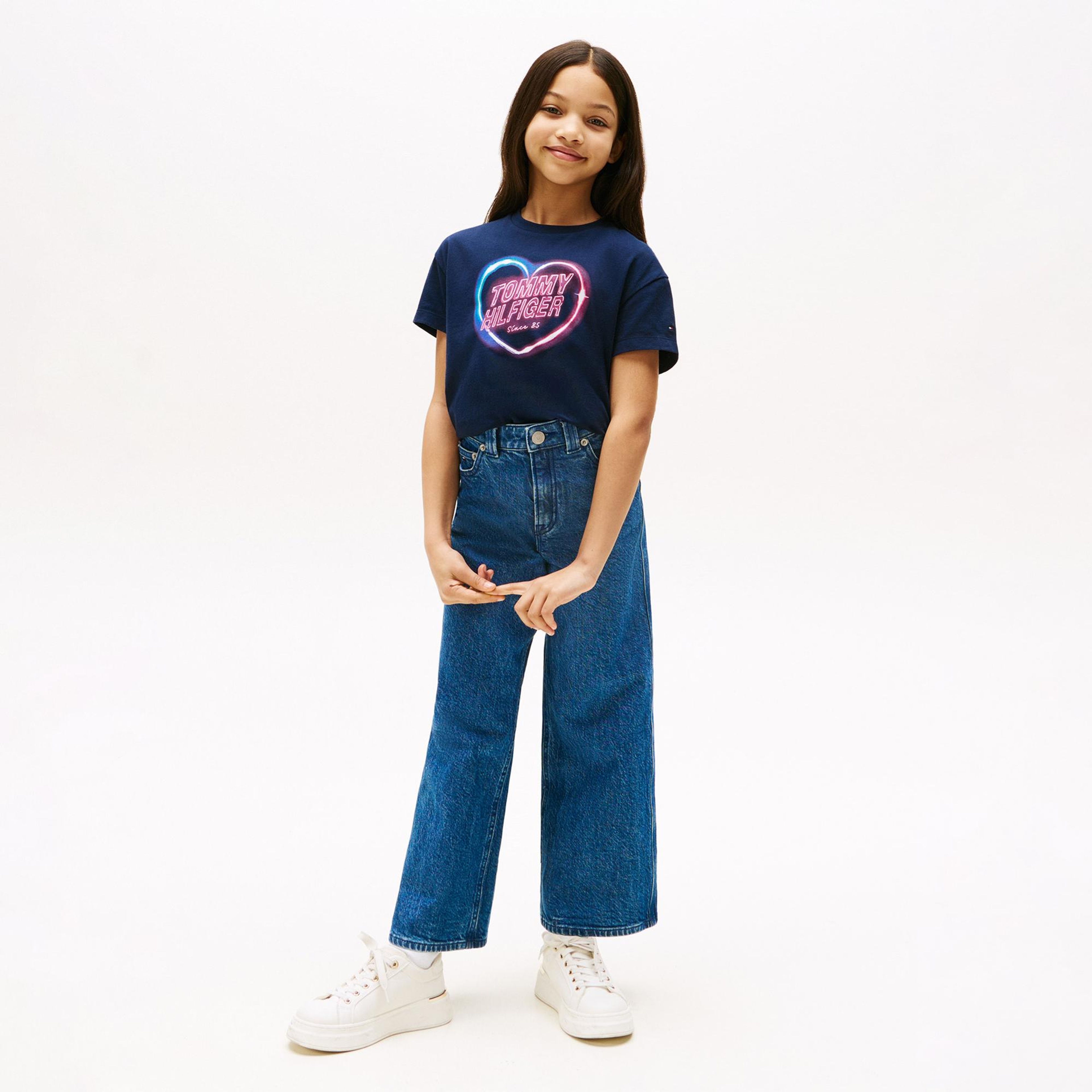 Tommy Hilfiger Heart Graphic Çocuk Lacivert T-Shirt