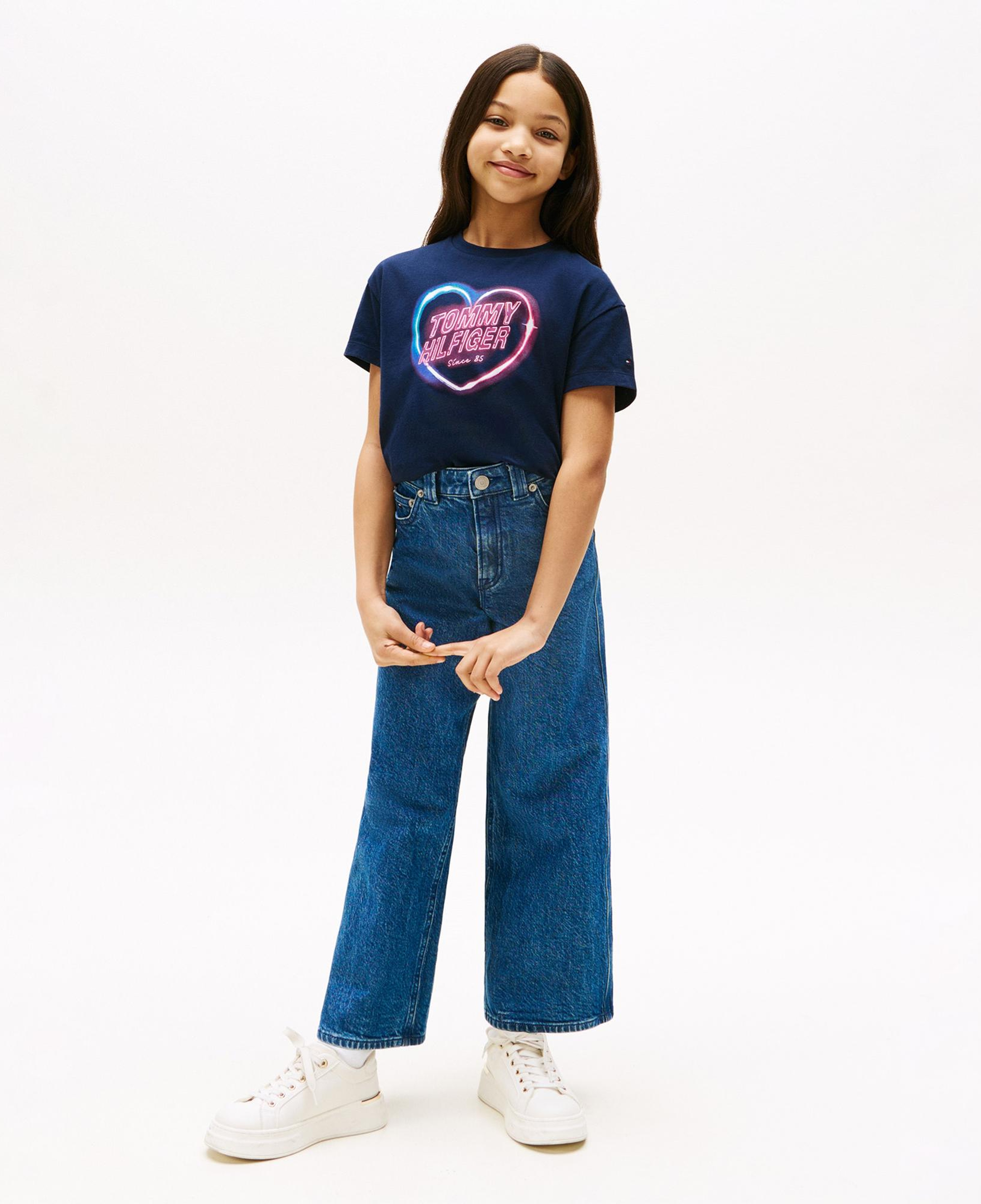 Tommy Hilfiger Heart Graphic Çocuk Lacivert T-Shirt