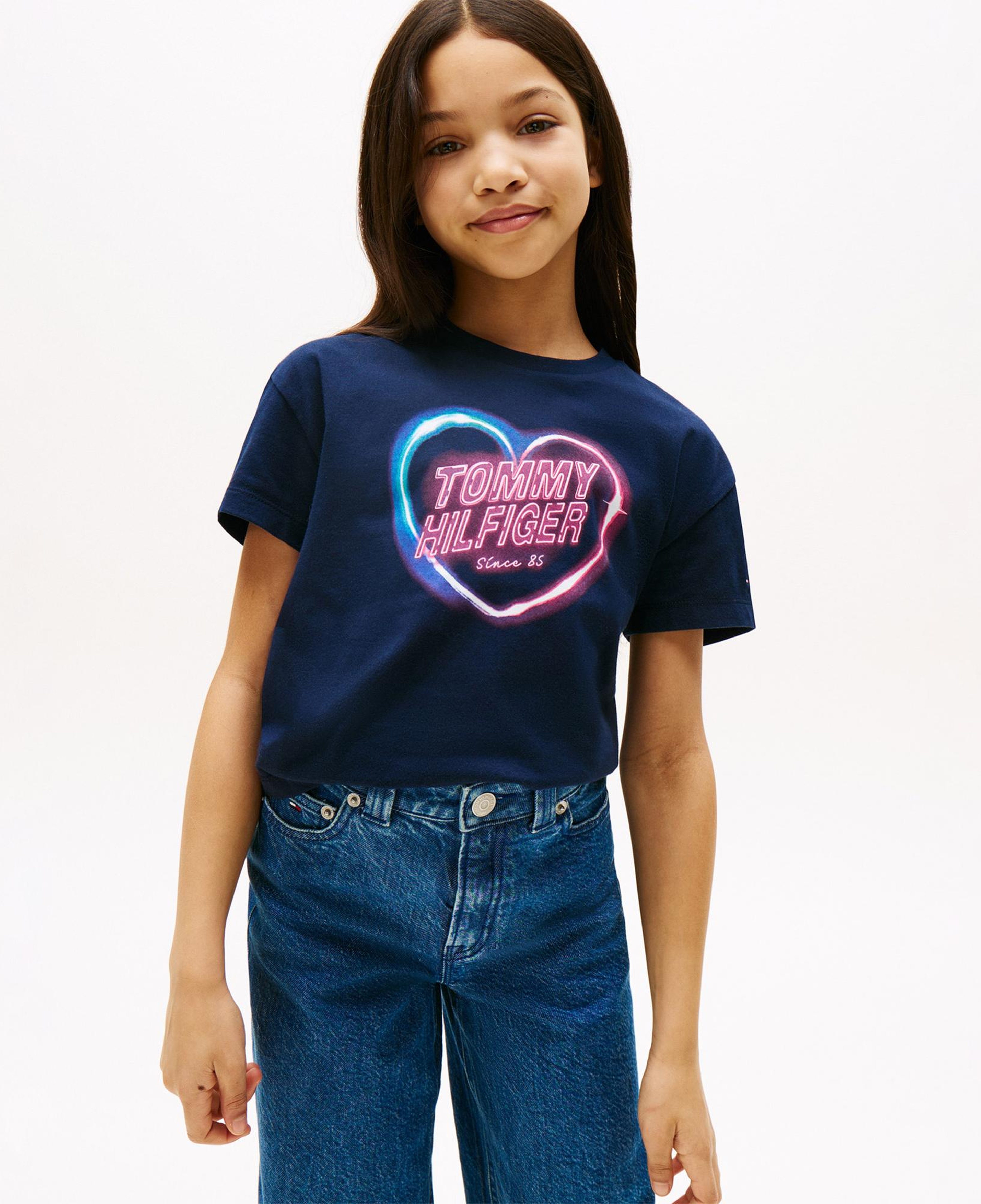 Tommy Hilfiger Heart Graphic Çocuk Lacivert T-Shirt