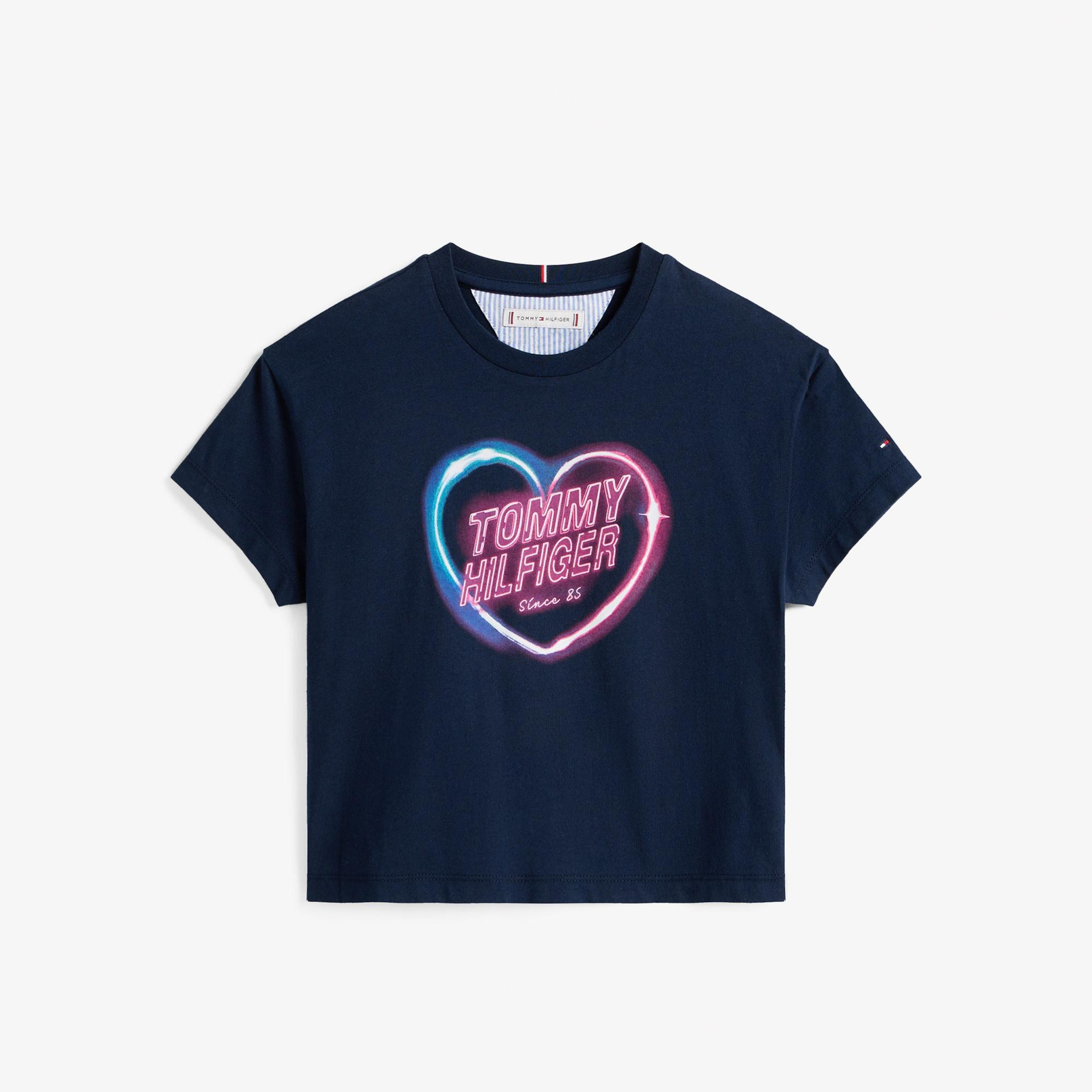 Tommy Hilfiger Heart Graphic Çocuk Lacivert T-Shirt