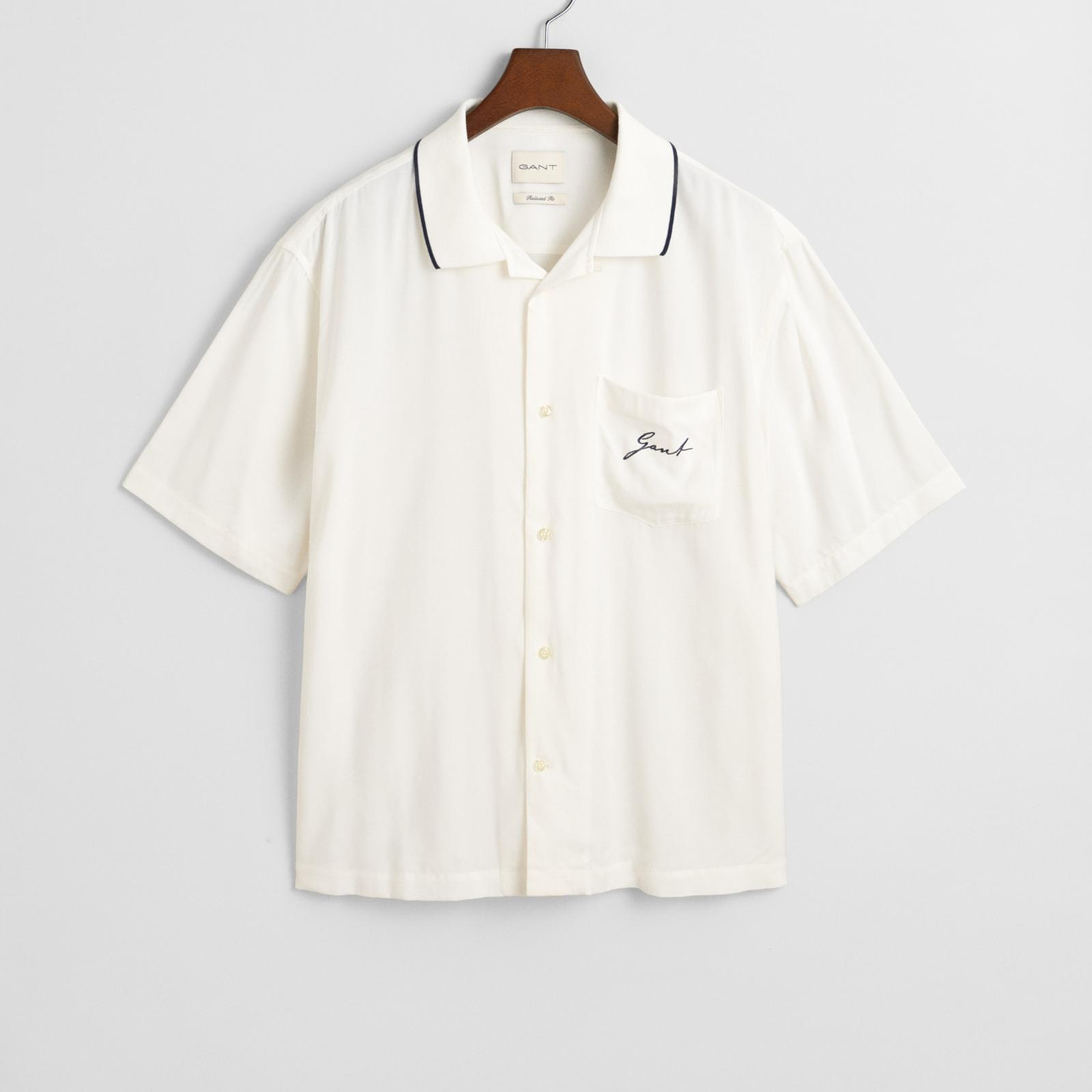 GANT Erkek Krem Relaxed Fit Klasik Yaka Logolu Gömlek