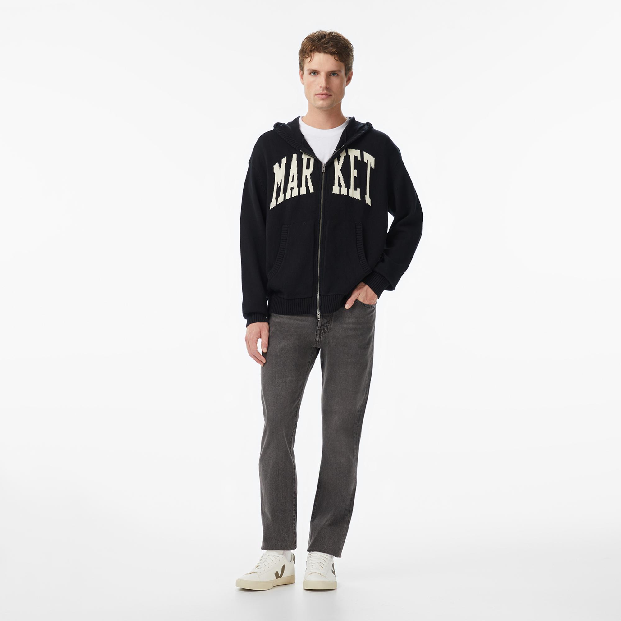 Market Classic Full Zip Erkek Gri Sweatshirt