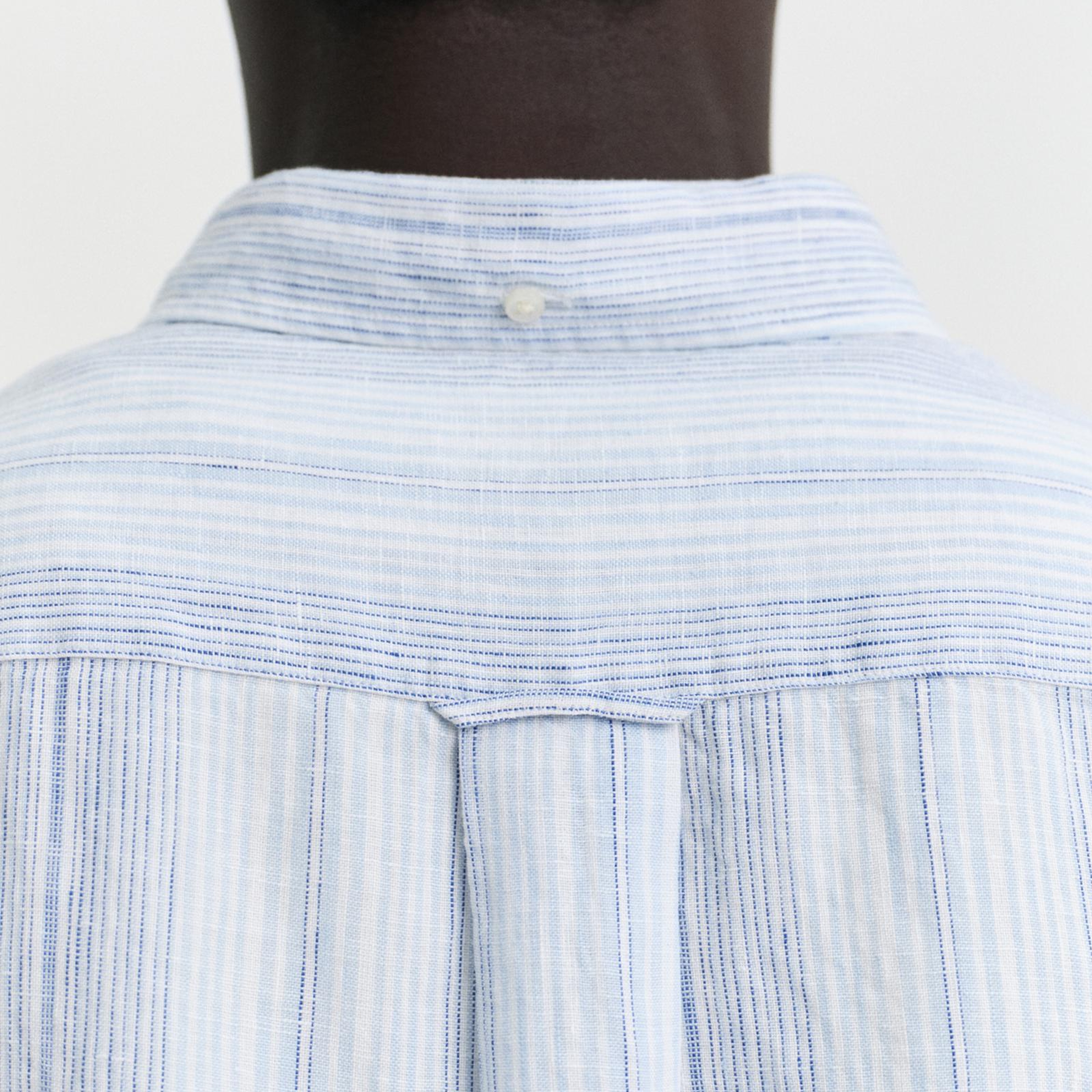 GANT Erkek Mavi Regular Fit Düğmeli Yaka Çizgili Gömlek