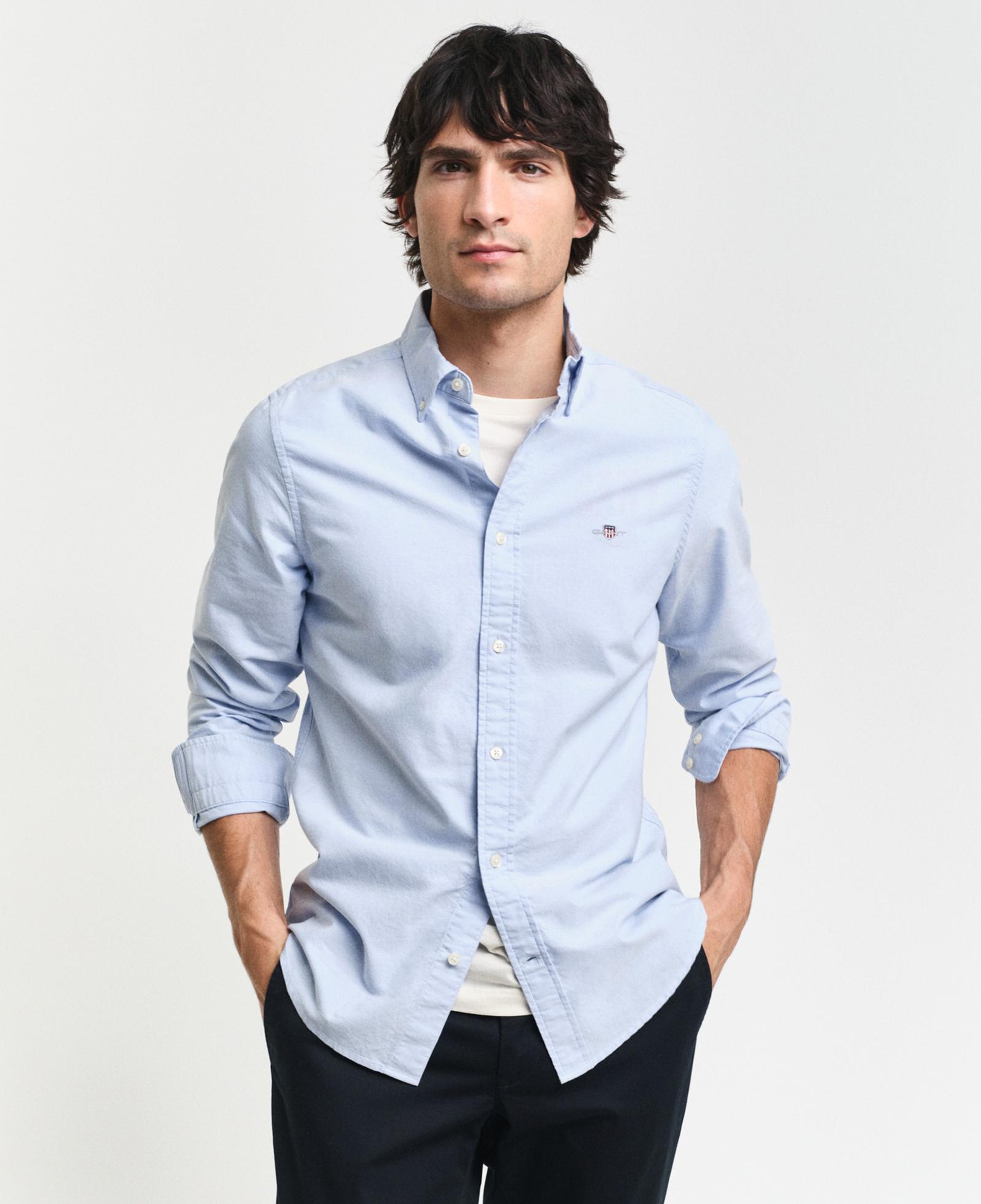 GANT Erkek Mavi Slim Fit Klasik Yaka Oxford Gömlek