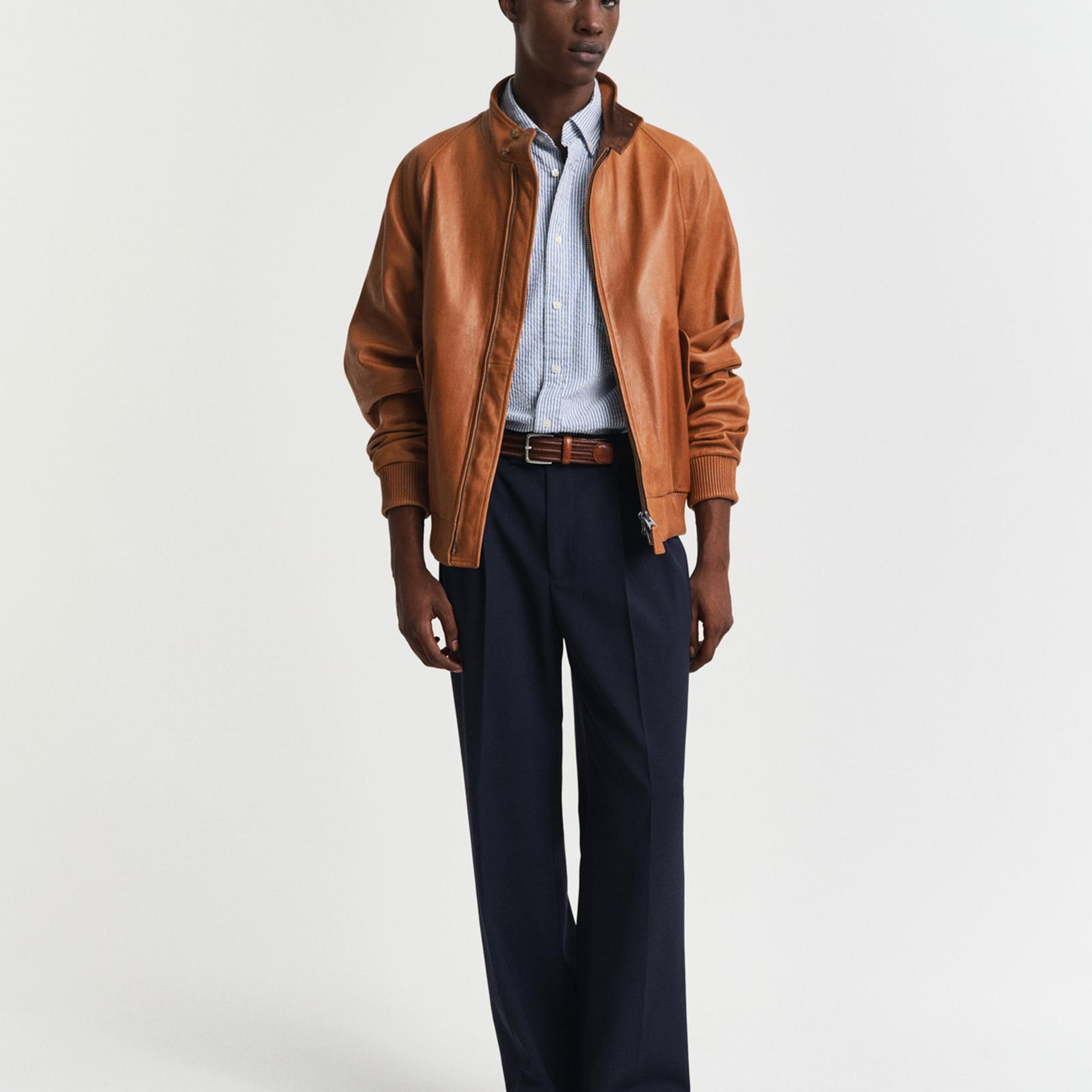 GANT Erkek Lacivert Regular Fit Düğmeli Yaka Çizgili Gömlek