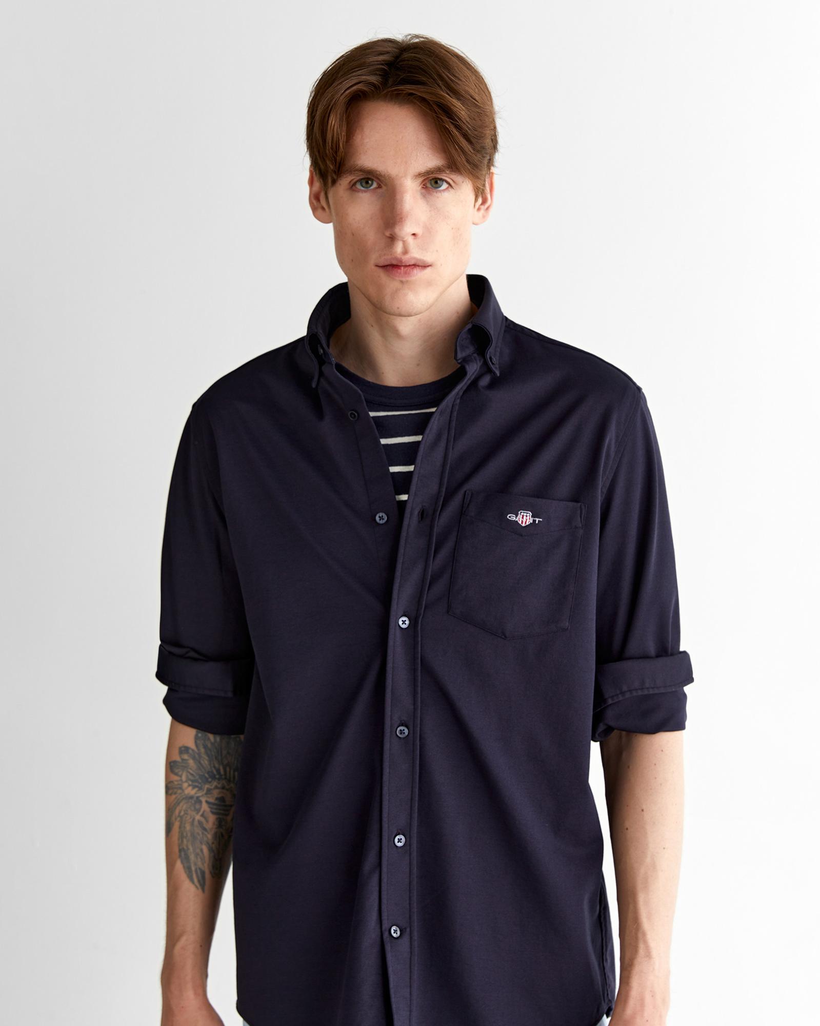 GANT Erkek Lacivert Regular Fit Düğmeli Yaka Gömlek