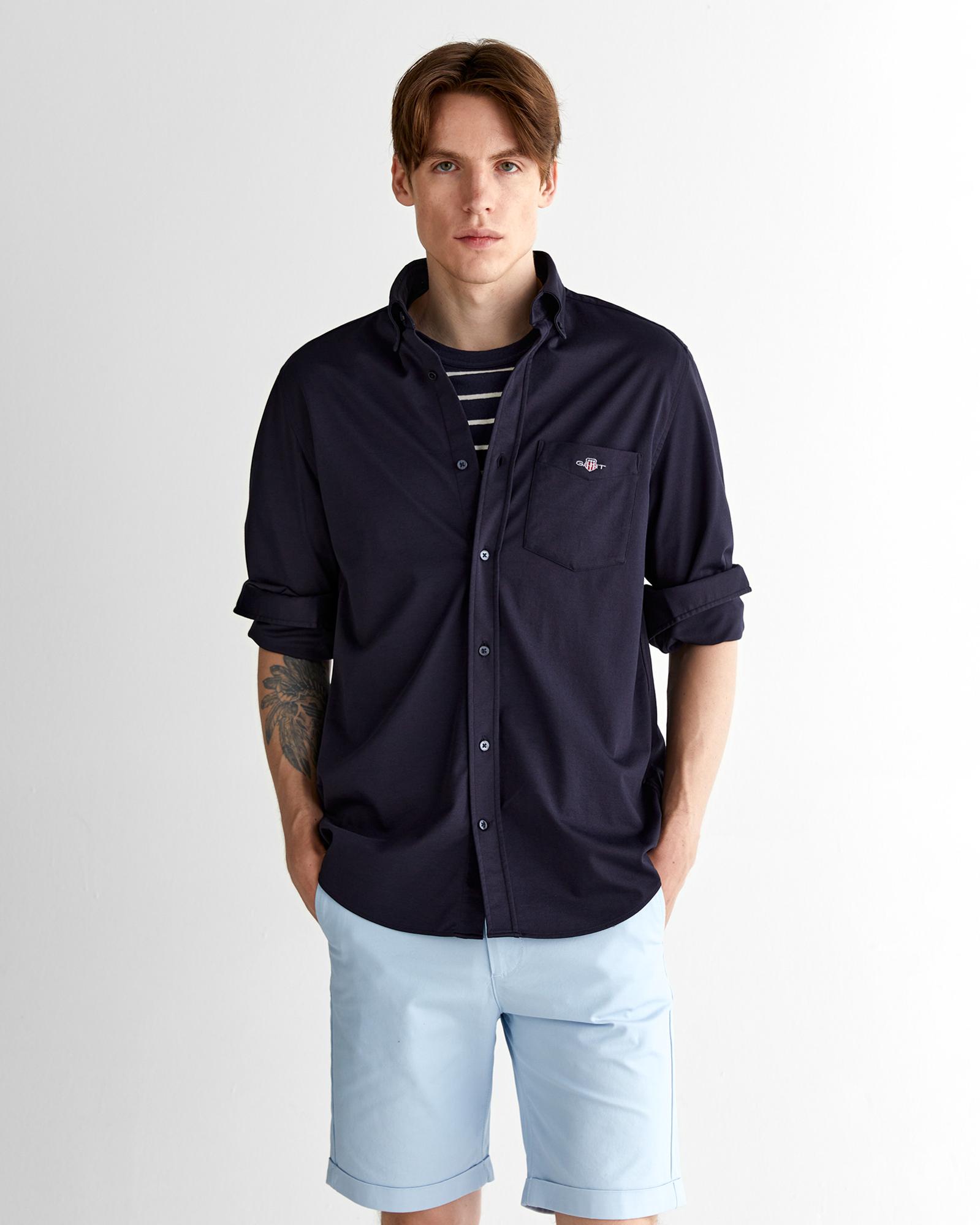 GANT Erkek Lacivert Regular Fit Düğmeli Yaka Gömlek