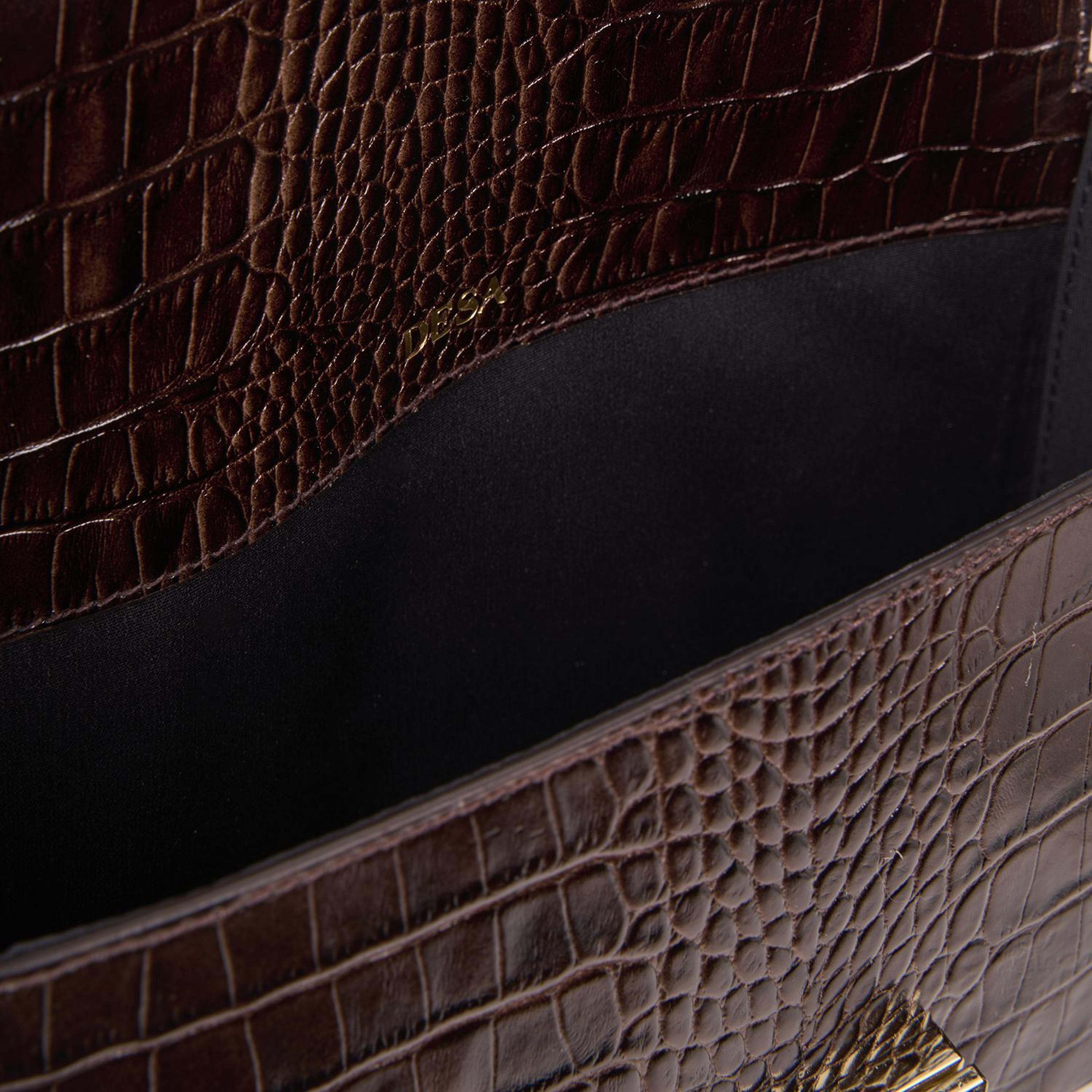 Kadın Acı Kahve Kroko Baskılı Deri Omuz Çantası