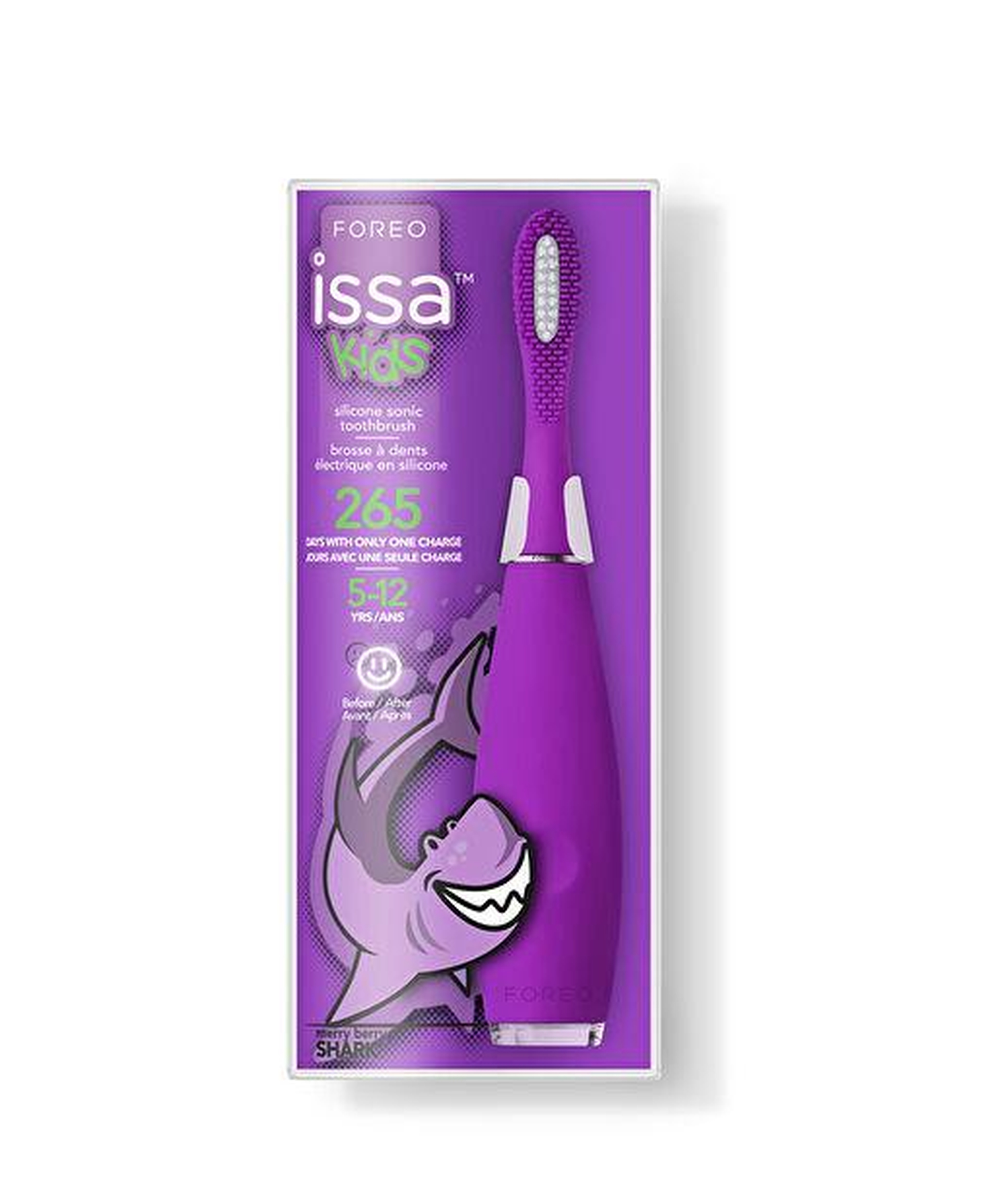 FOREO ISSA Kids Çocuk Diş Fırçası (5-12 Yaş Için), Merry Berry Shark