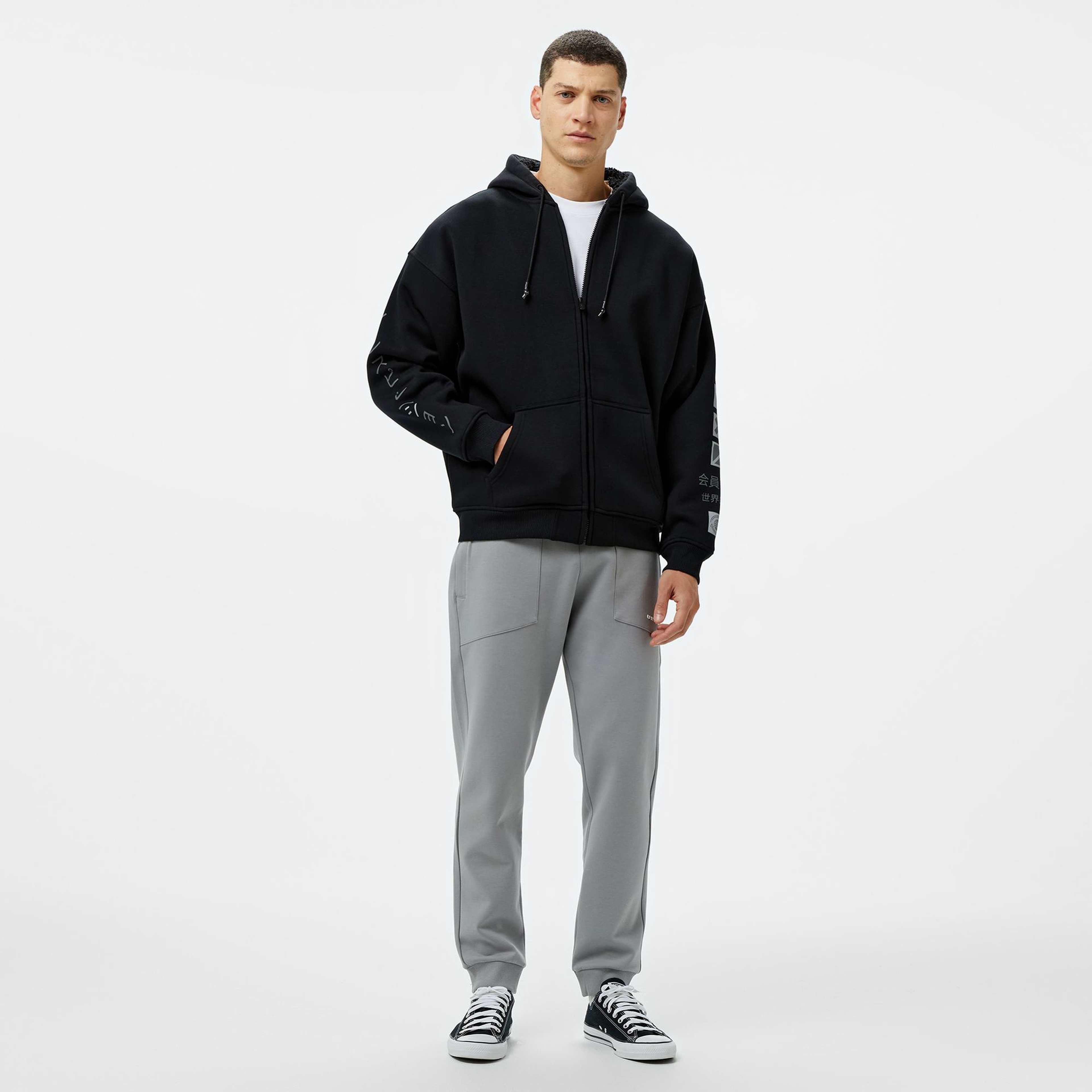 UNITED4 Erkek Siyah Eşofman Üstü