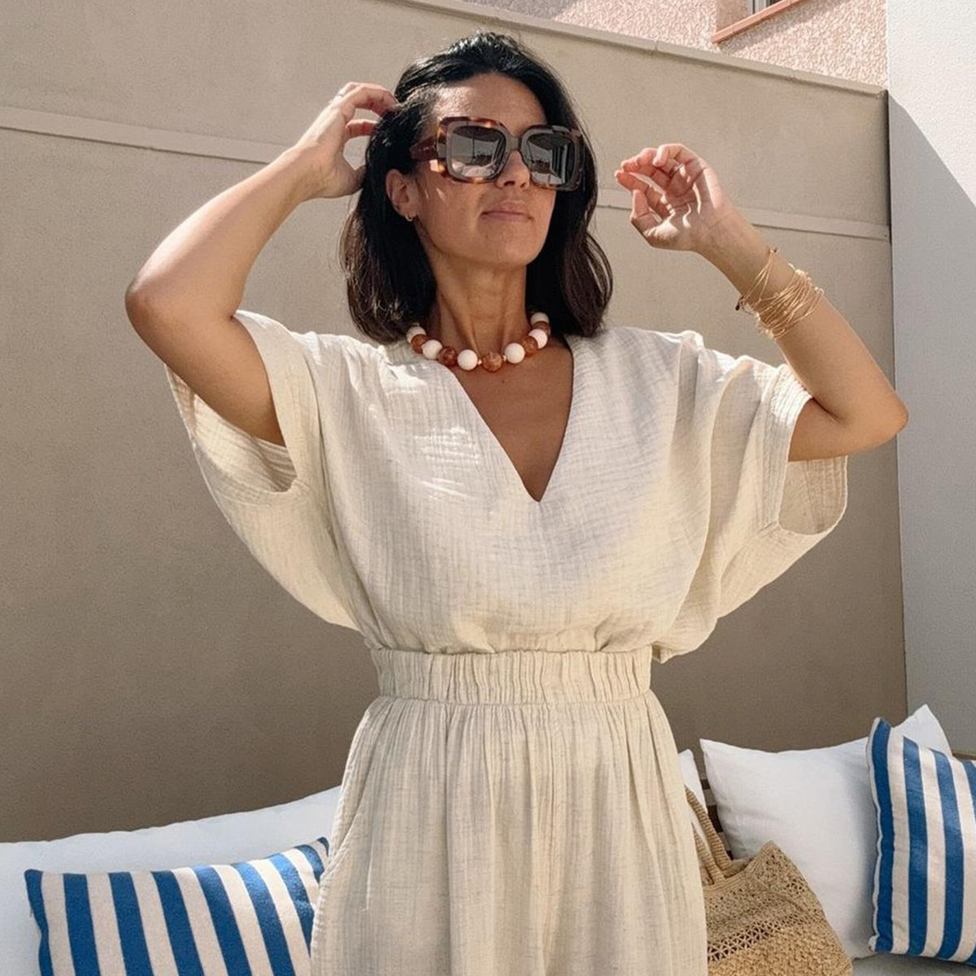 İkikız Crinkle V Yaka Bluz