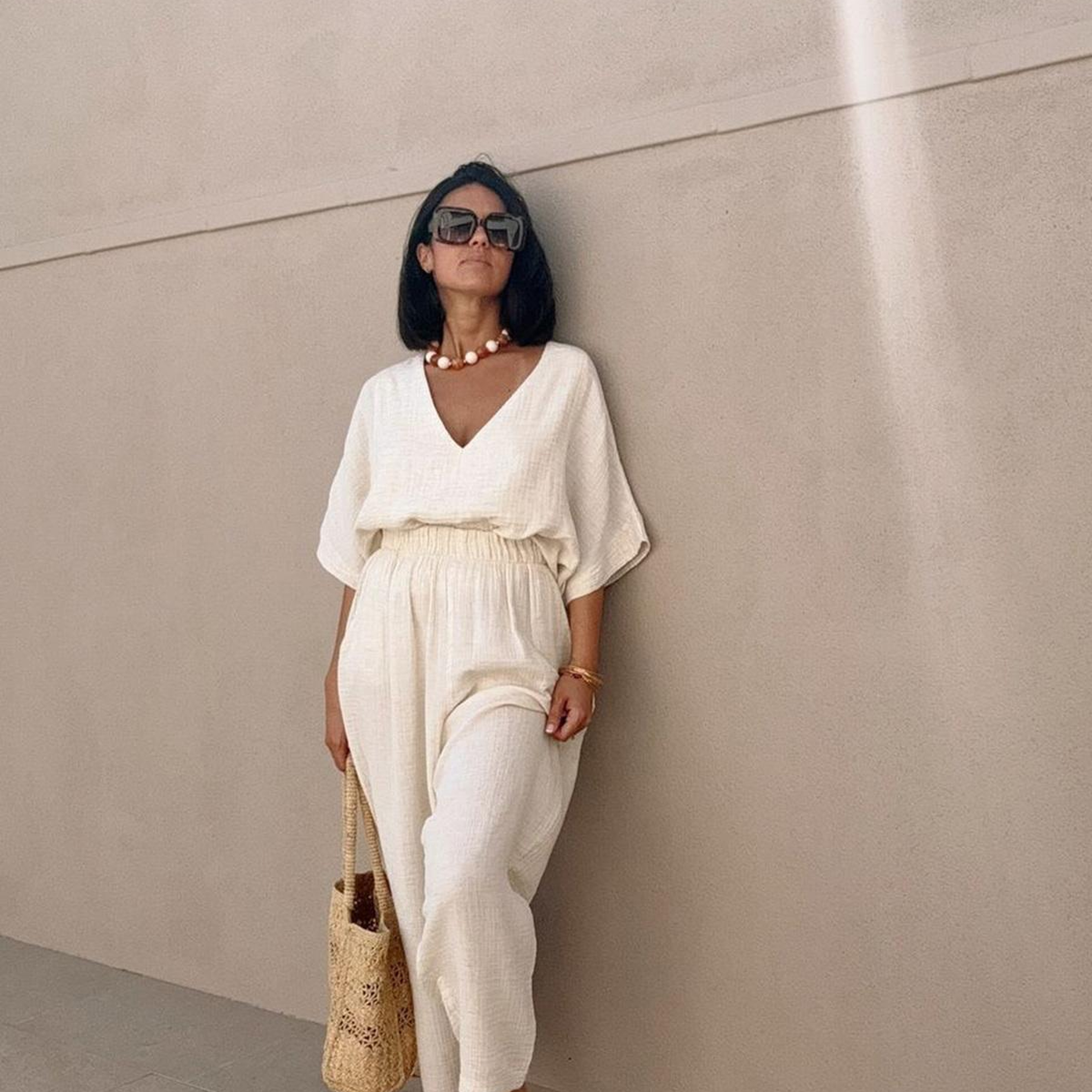 İkikız Crinkle V Yaka Bluz