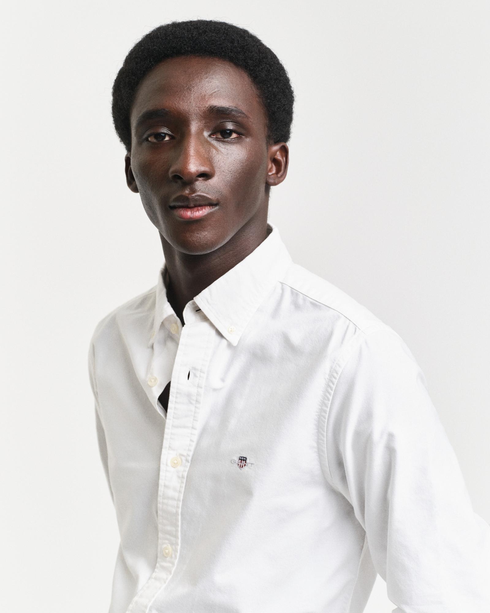 GANT Erkek Beyaz Slim Fit Klasik Yaka Oxford Gömlek