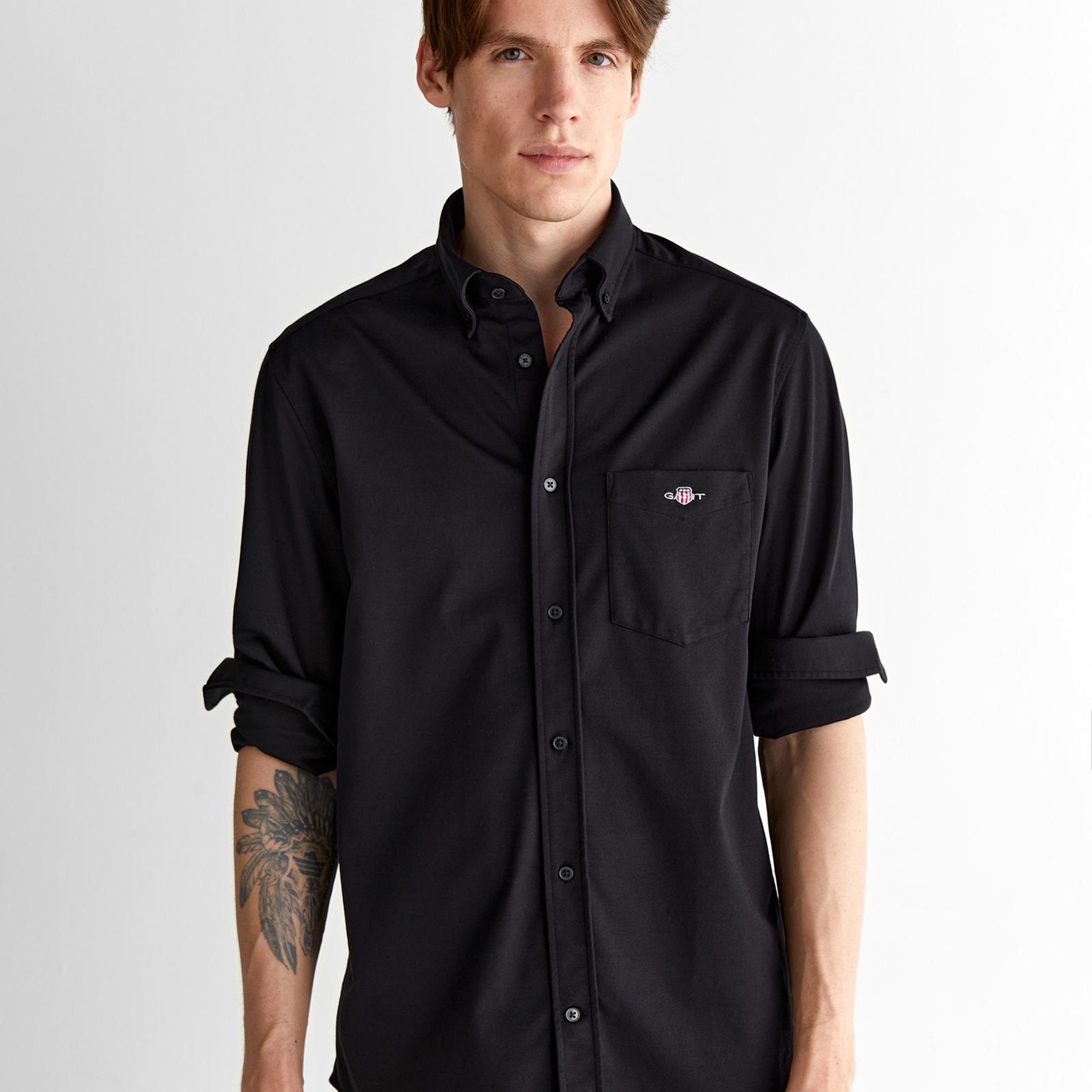 GANT Erkek Siyah Regular Fit Düğmeli Yaka Gömlek