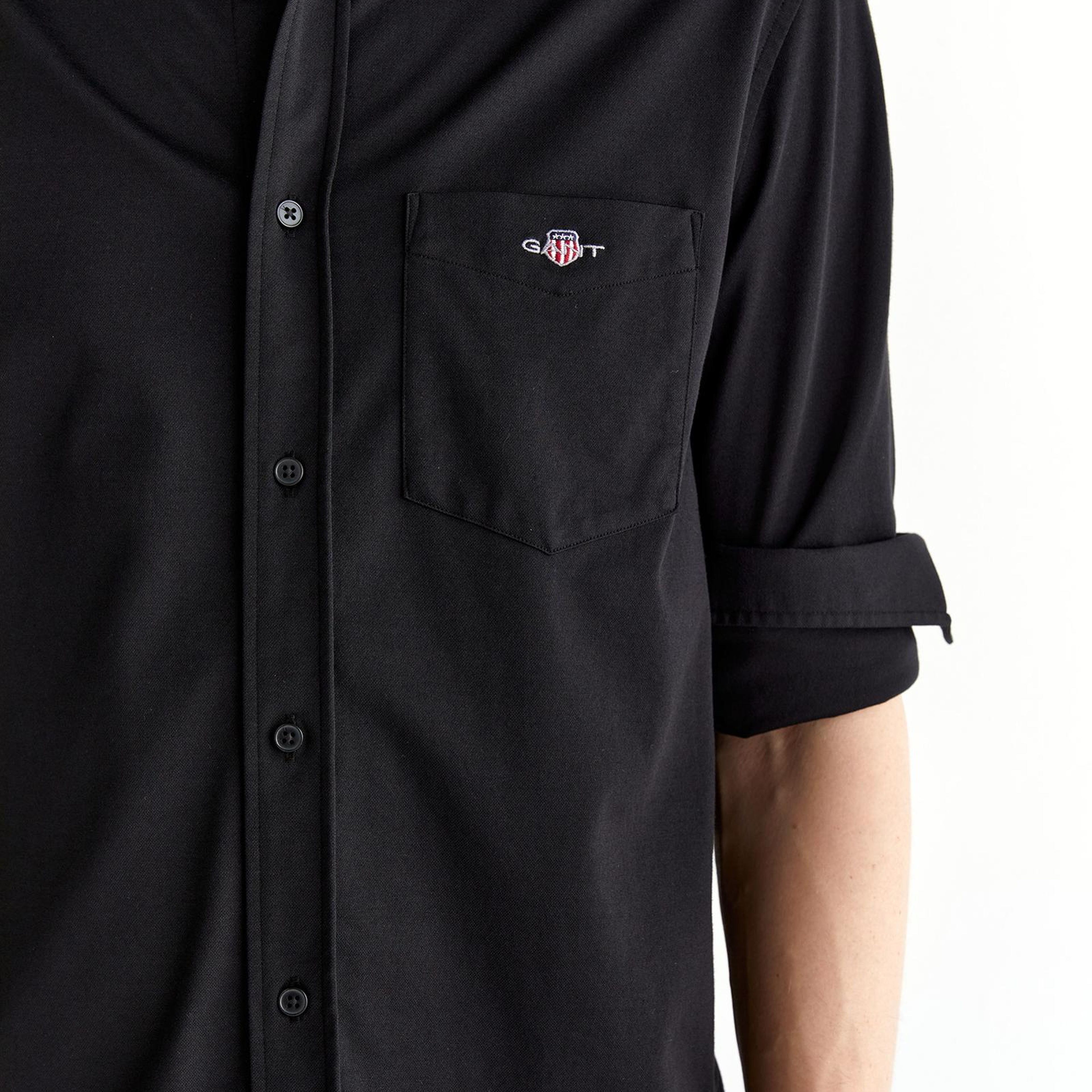 GANT Erkek Siyah Regular Fit Düğmeli Yaka Gömlek