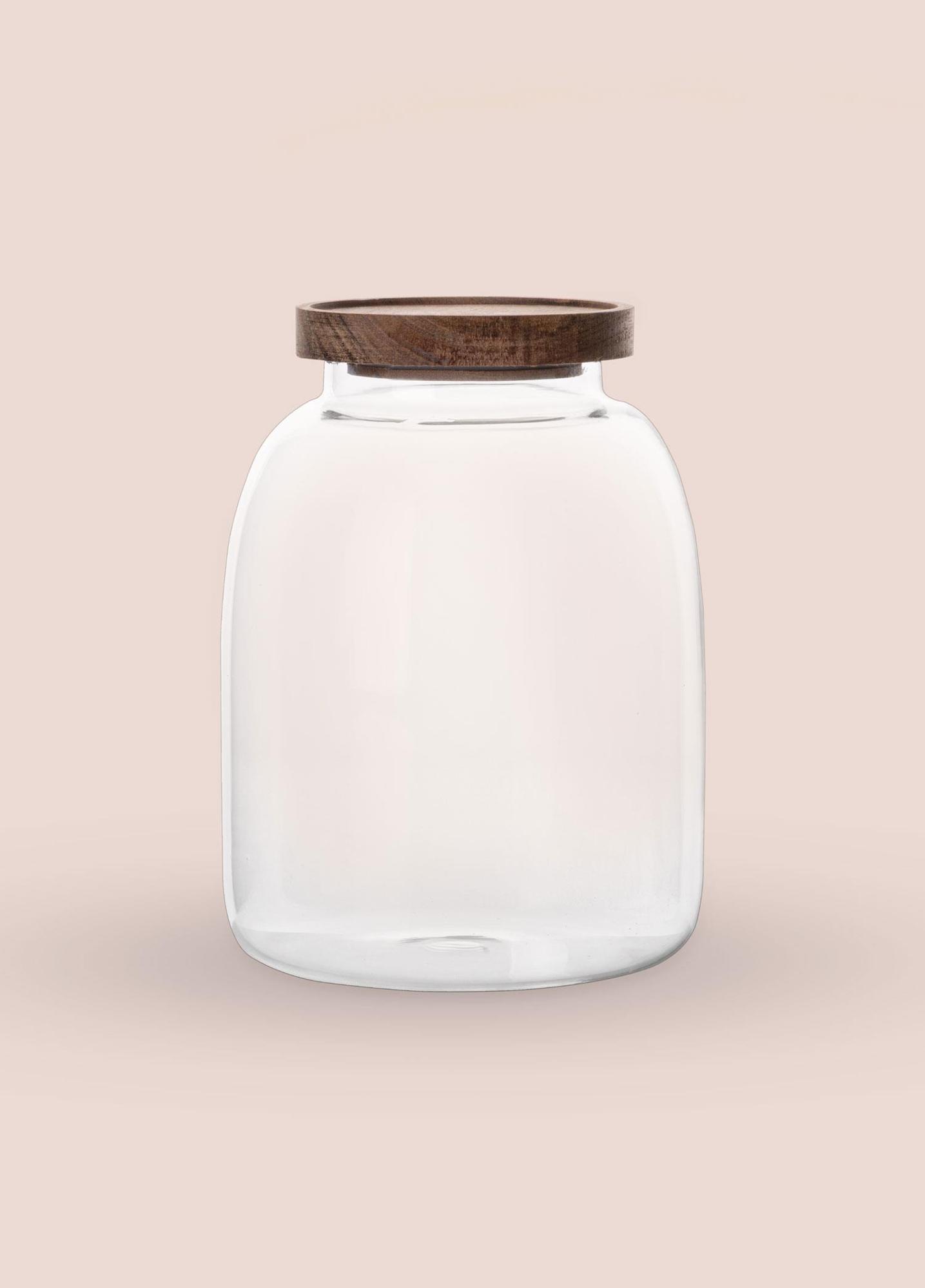 Ahşap Kapaklı Cam Kavanoz 14x19 cm CAM0505