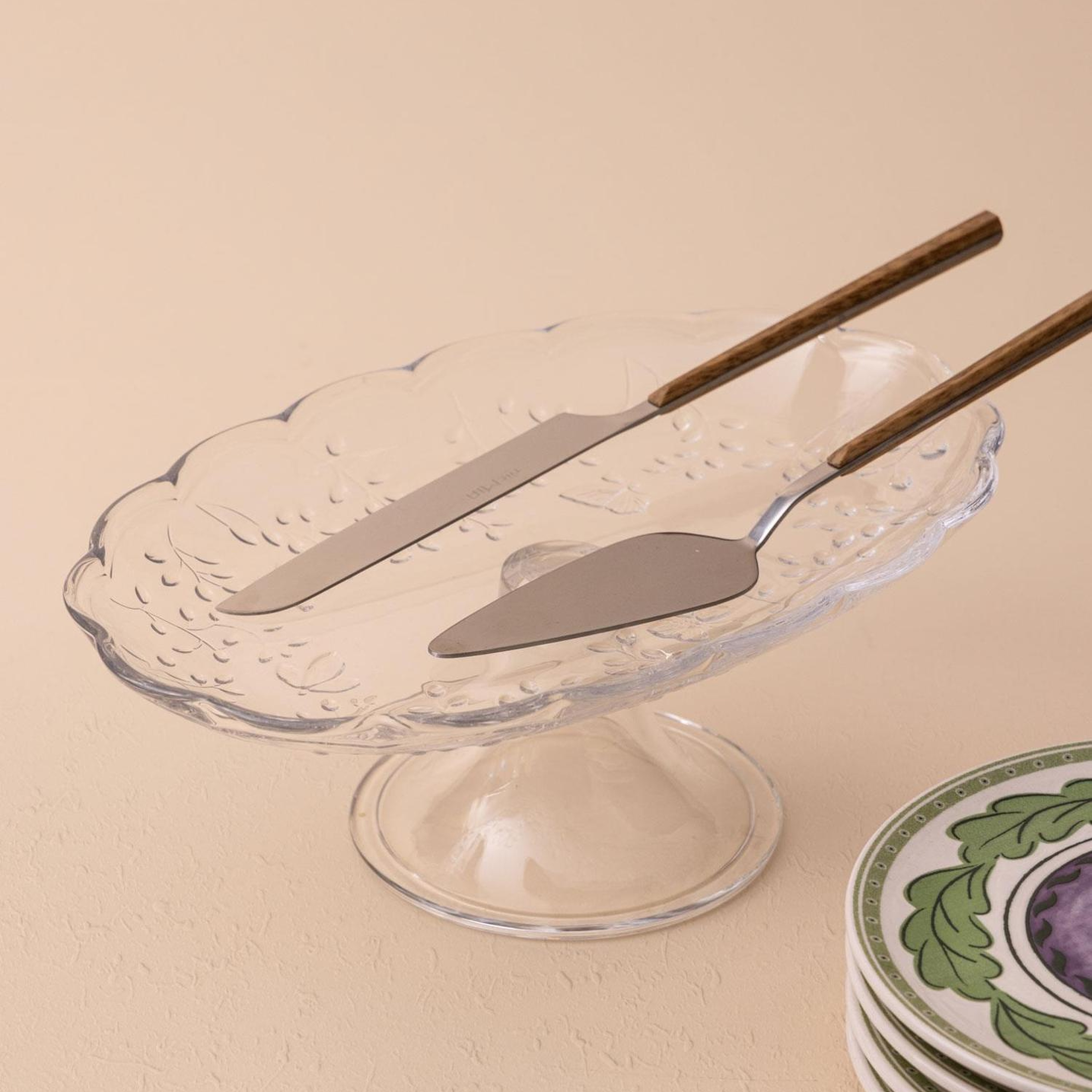 Ayaklı Cam Sunum Tabağı Oval 31x20x12 cm CAM0498