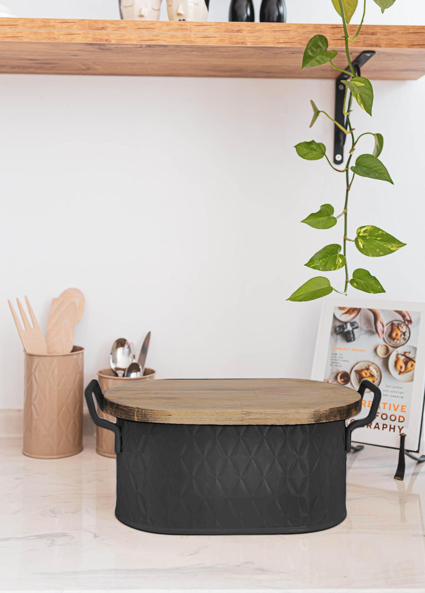 Prizma Ekmek Saklama Kabı Siyah 40x22x18 cm