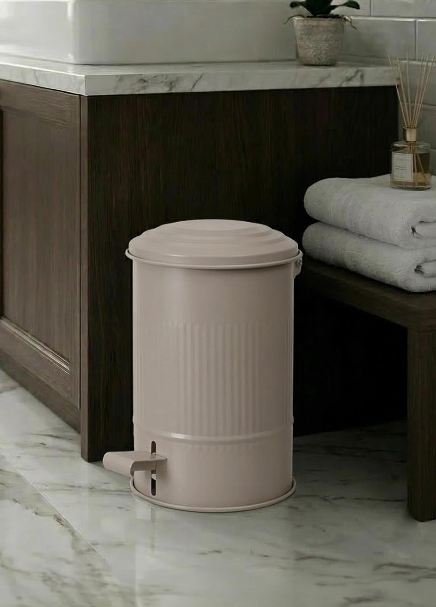 Stripe Mutfak ve Banyo Çöp Kovası Bej 5 Lt