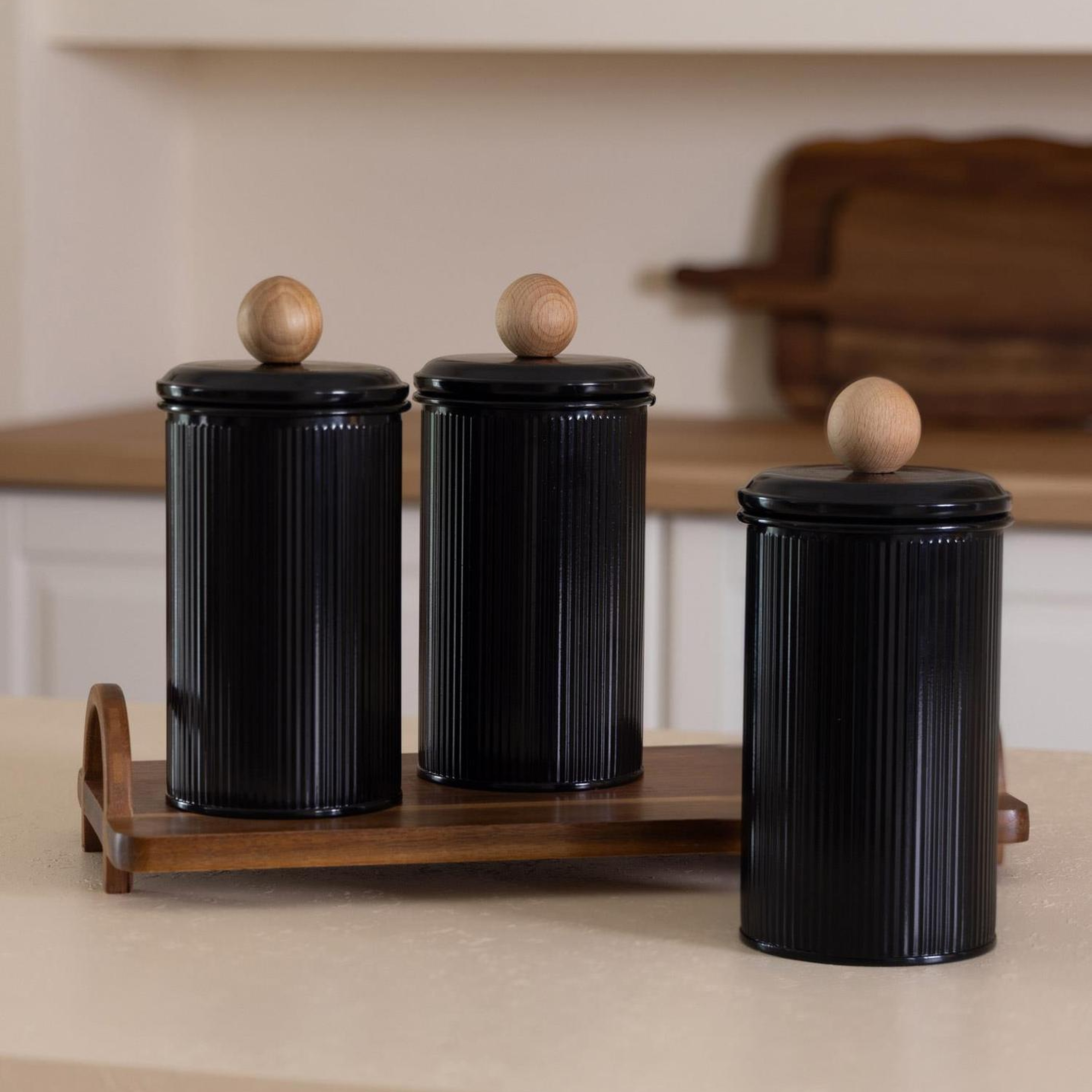 Stripe Çay Kahve Şeker Kavanozu Siyah 1,20 Lt