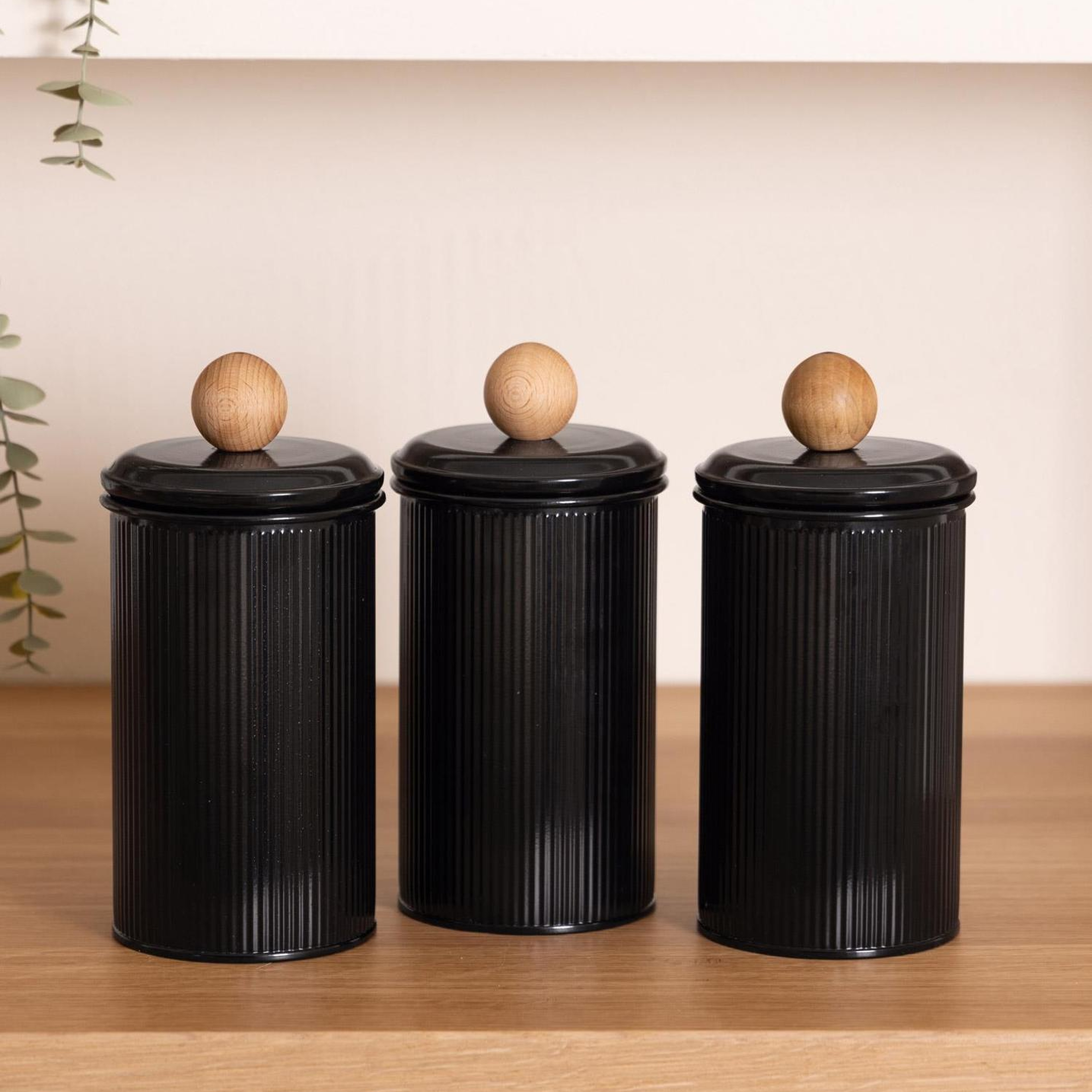 Stripe Çay Kahve Şeker Kavanozu Siyah 1,20 Lt