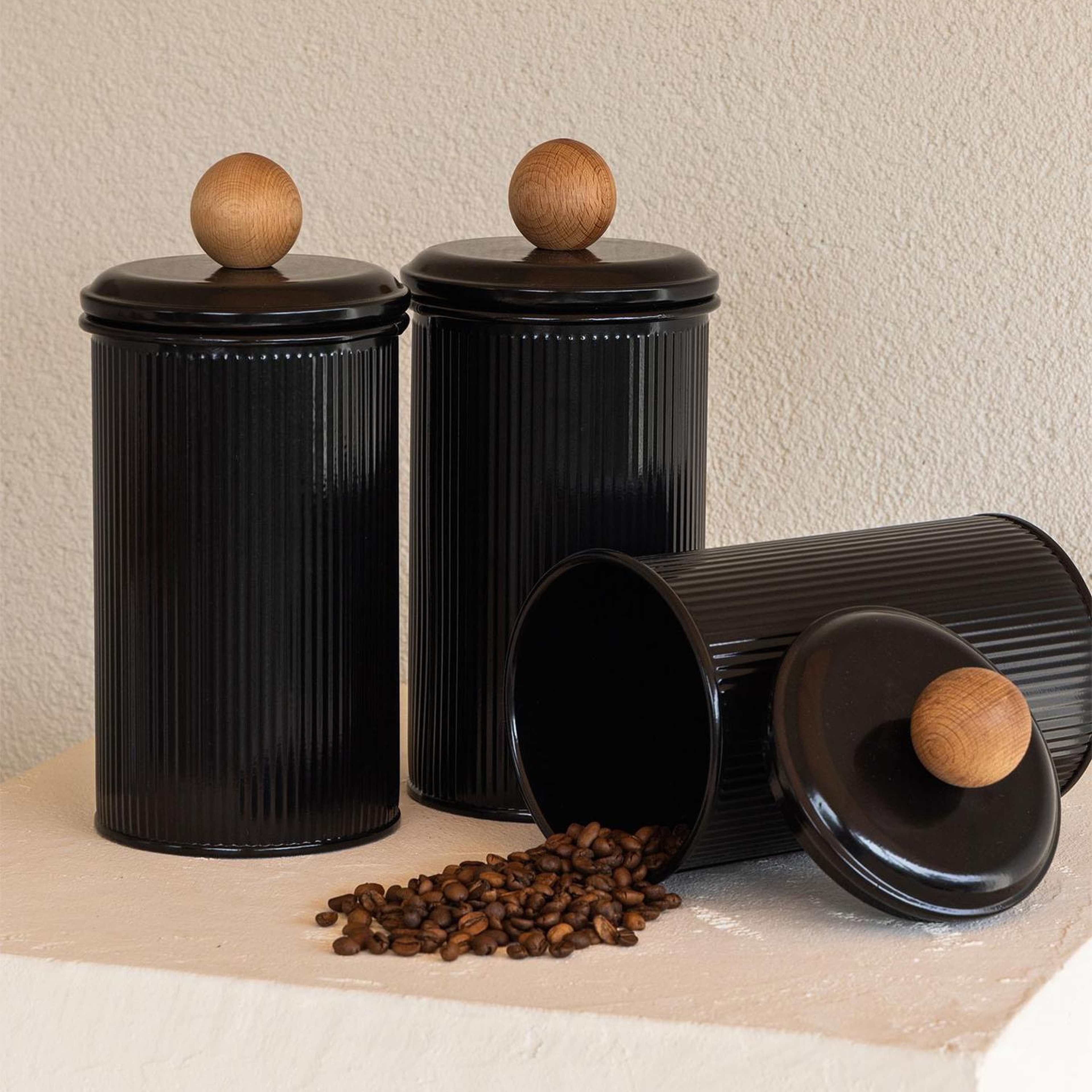 Stripe Çay Kahve Şeker Kavanozu Siyah 1,20 Lt