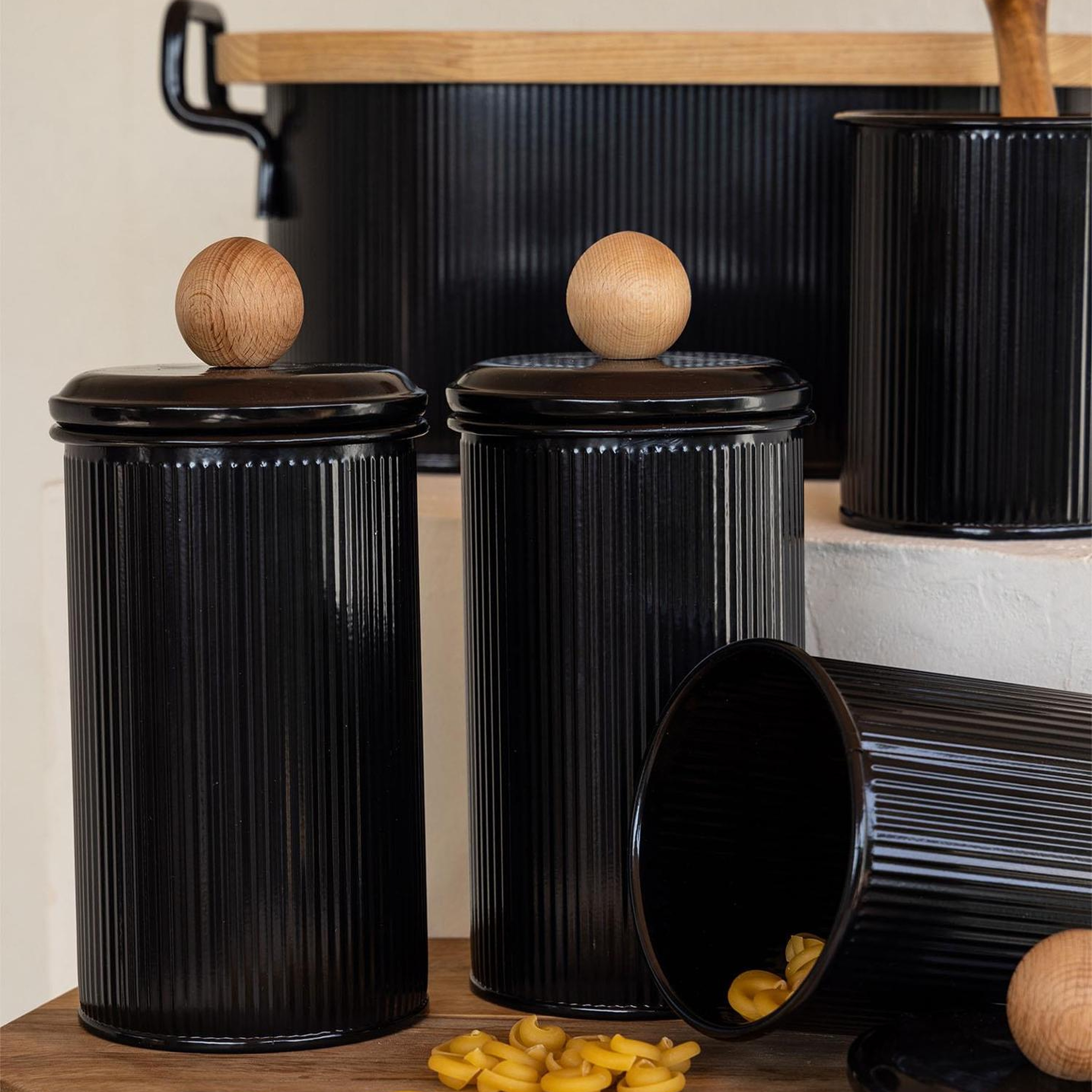 Stripe Çay Kahve Şeker Kavanozu Siyah 1,20 Lt