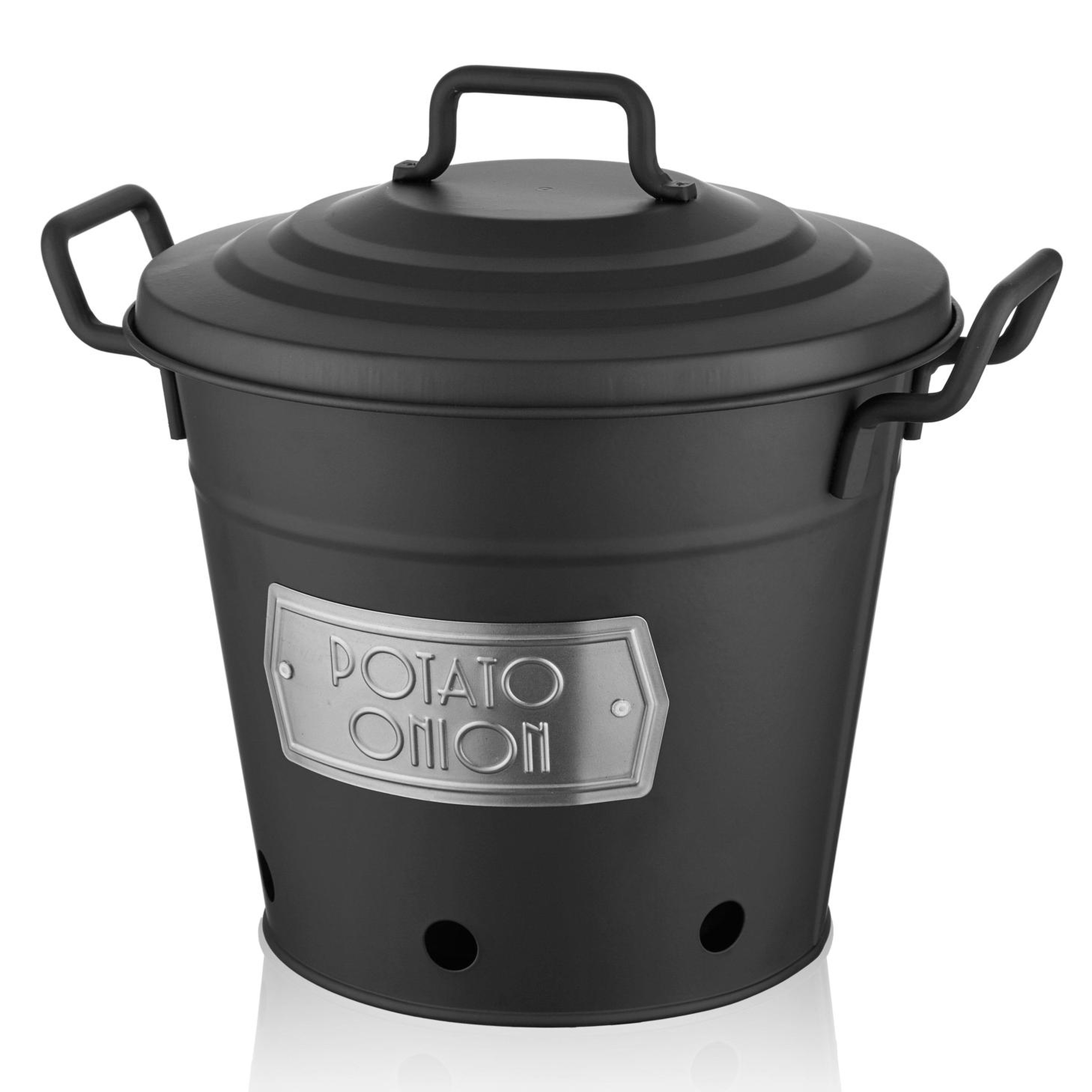 Galvaniz Metal 38x35cm Patates-soğan-sebze Kovası Siyah Glv0519