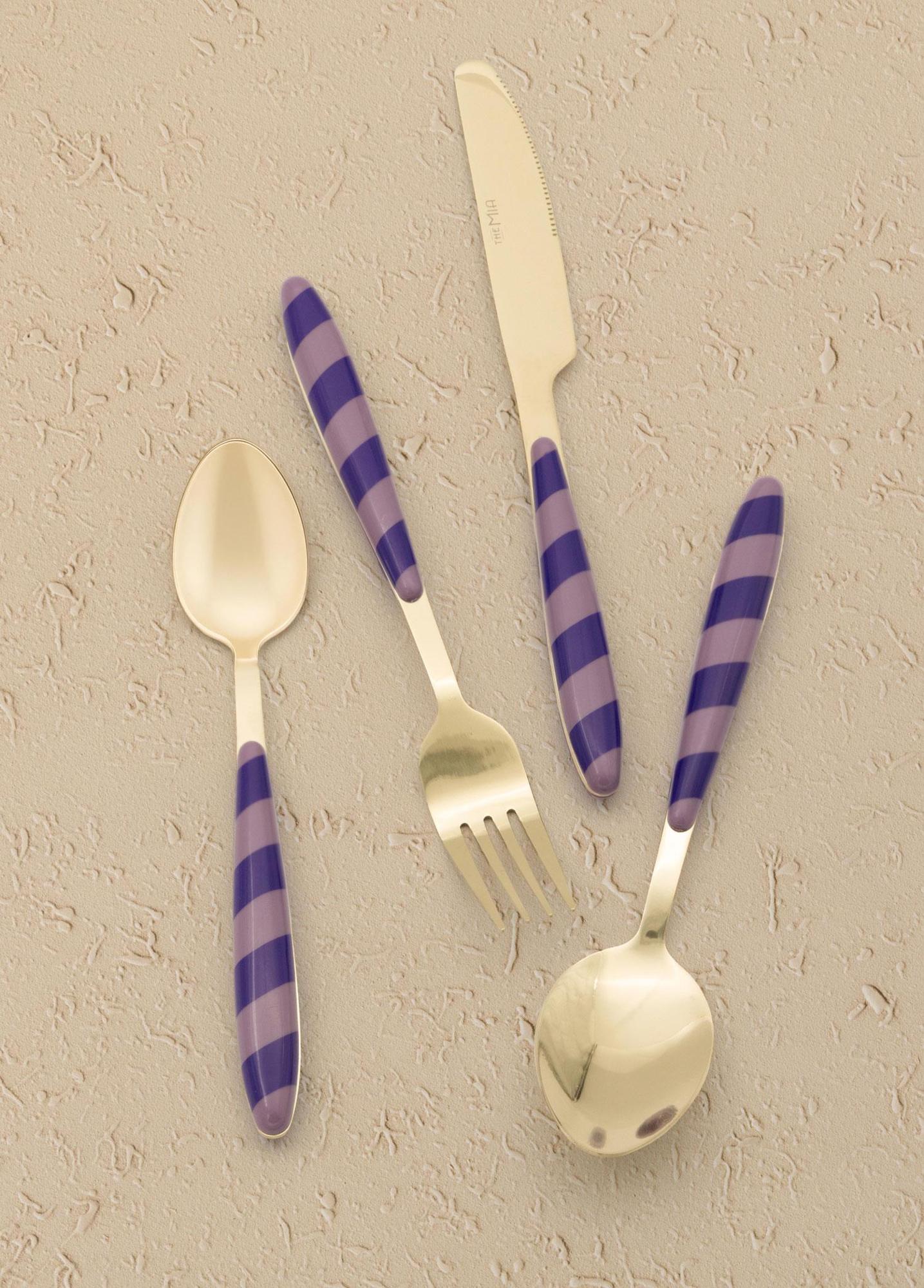 Joy Çatal Kaşık Bıçak Takımı Mor Gold 24 Parça