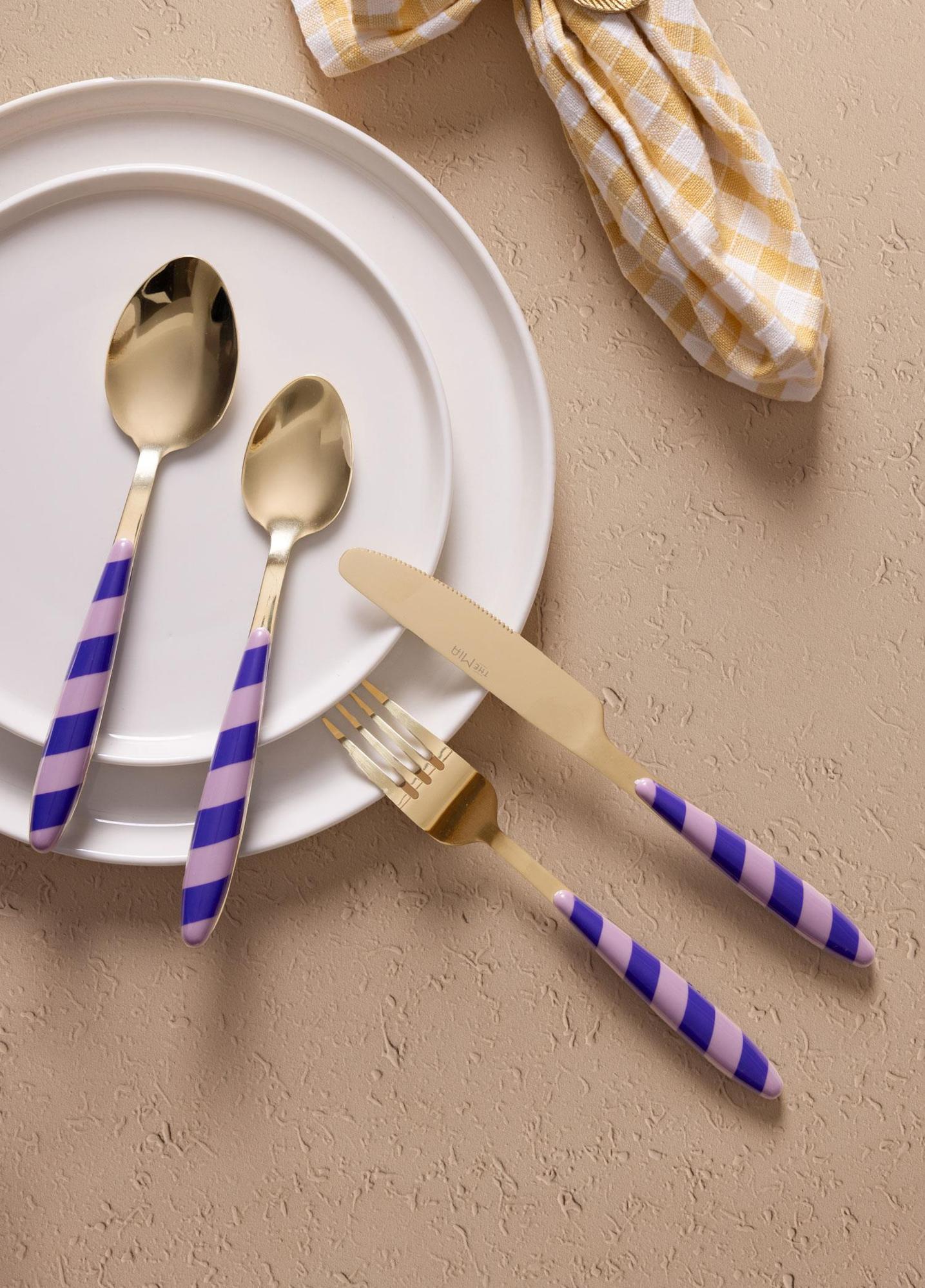 Joy Çatal Kaşık Bıçak Takımı Mor Gold 24 Parça