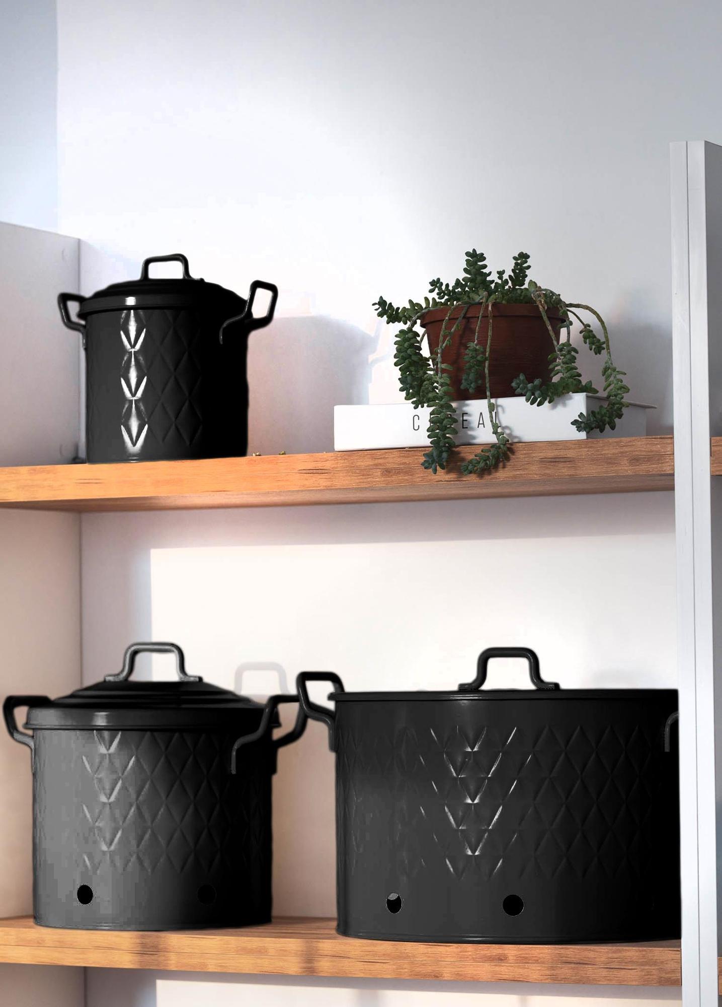 Prizma Patates Soğan Saklama Kabı 2 Hazneli Siya