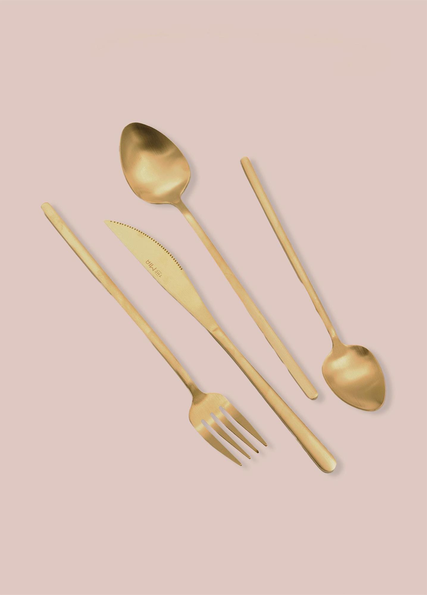 Giallo Çatal Kaşık Bıçak Takımı Mat Gold 24 Parça