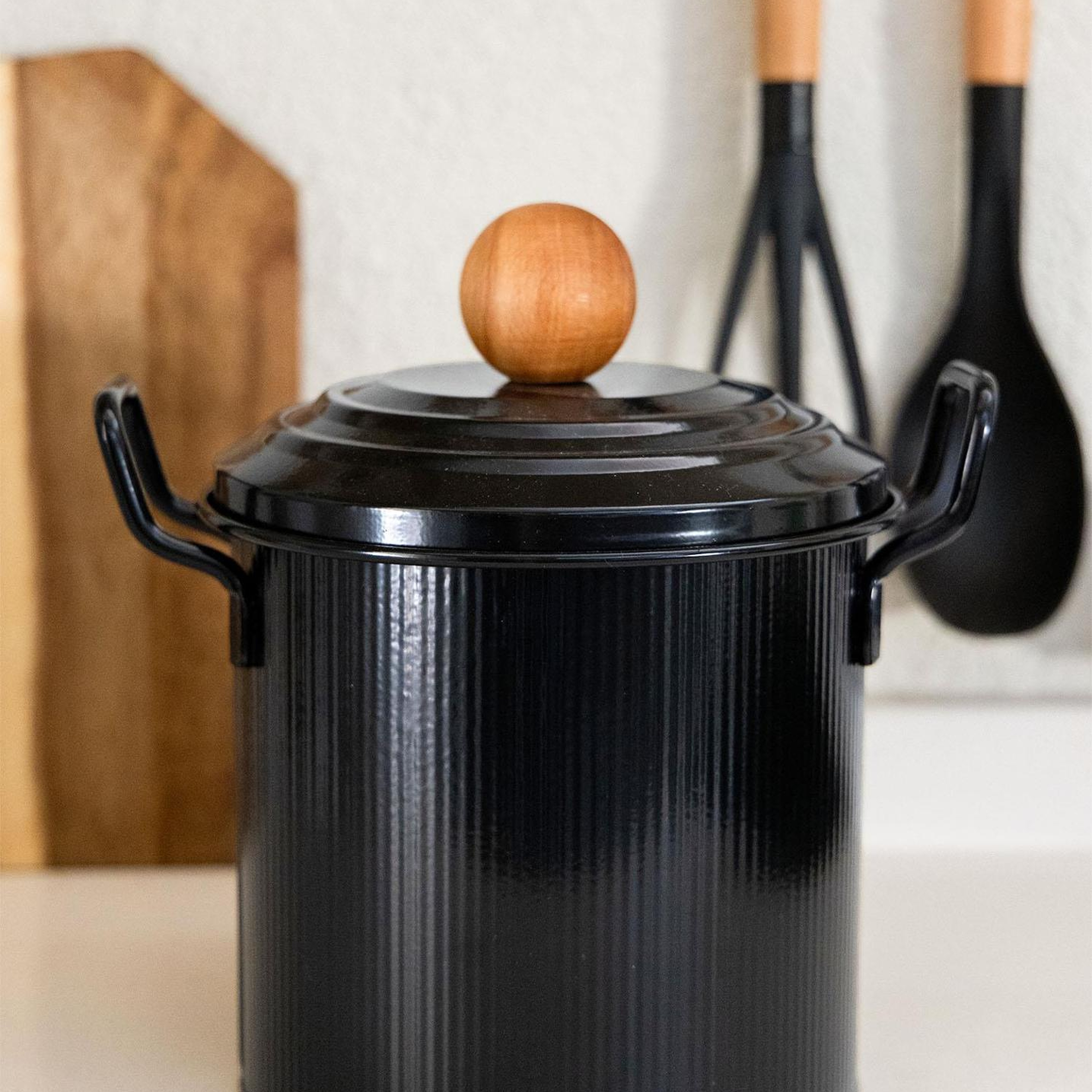 Stripe Bakliyat ve Deterjan Saklama Kabı Siyah